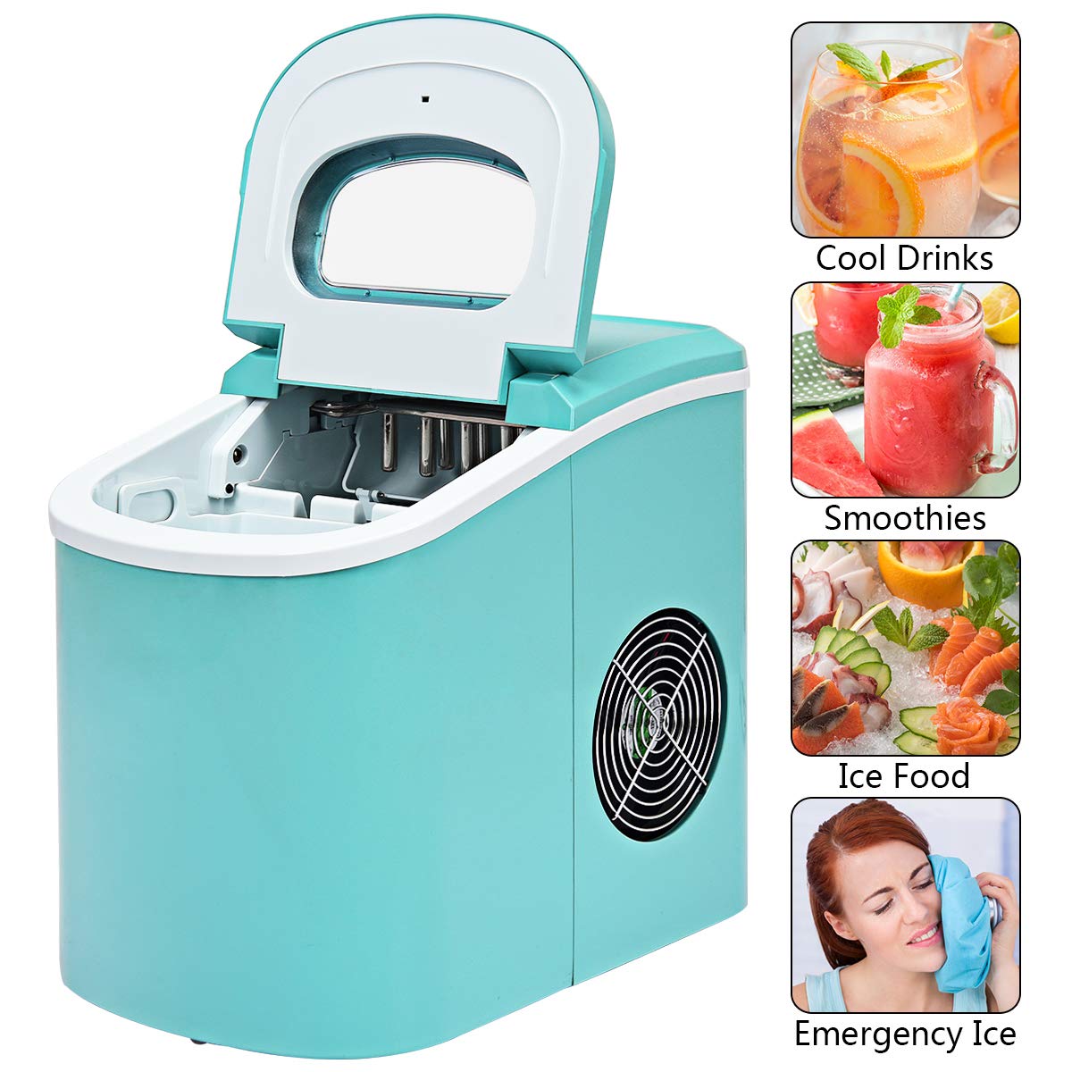 COSTWAY 26LBS/24H Portable Countertop Ice Maker Machine - Fast 6-Minute Ice Cube Production, Compact & Energy Efficient with Ice Scoop - Perfect for Home Kitchen, Office, RV, and Outdoor Parties