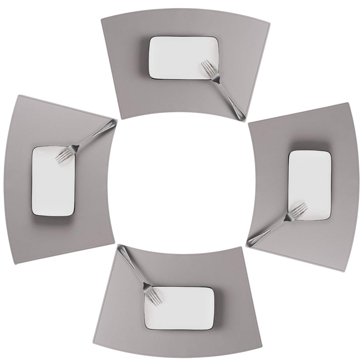 IYYI 4-Pack Round Silicone Placemats - Heat Resistant, Waterproof & Non-Slip Kitchen Table Mats for Dining, Wedge Design in Light Gray - Perfect for Daily Meals, Parties & Outdoor Picnics