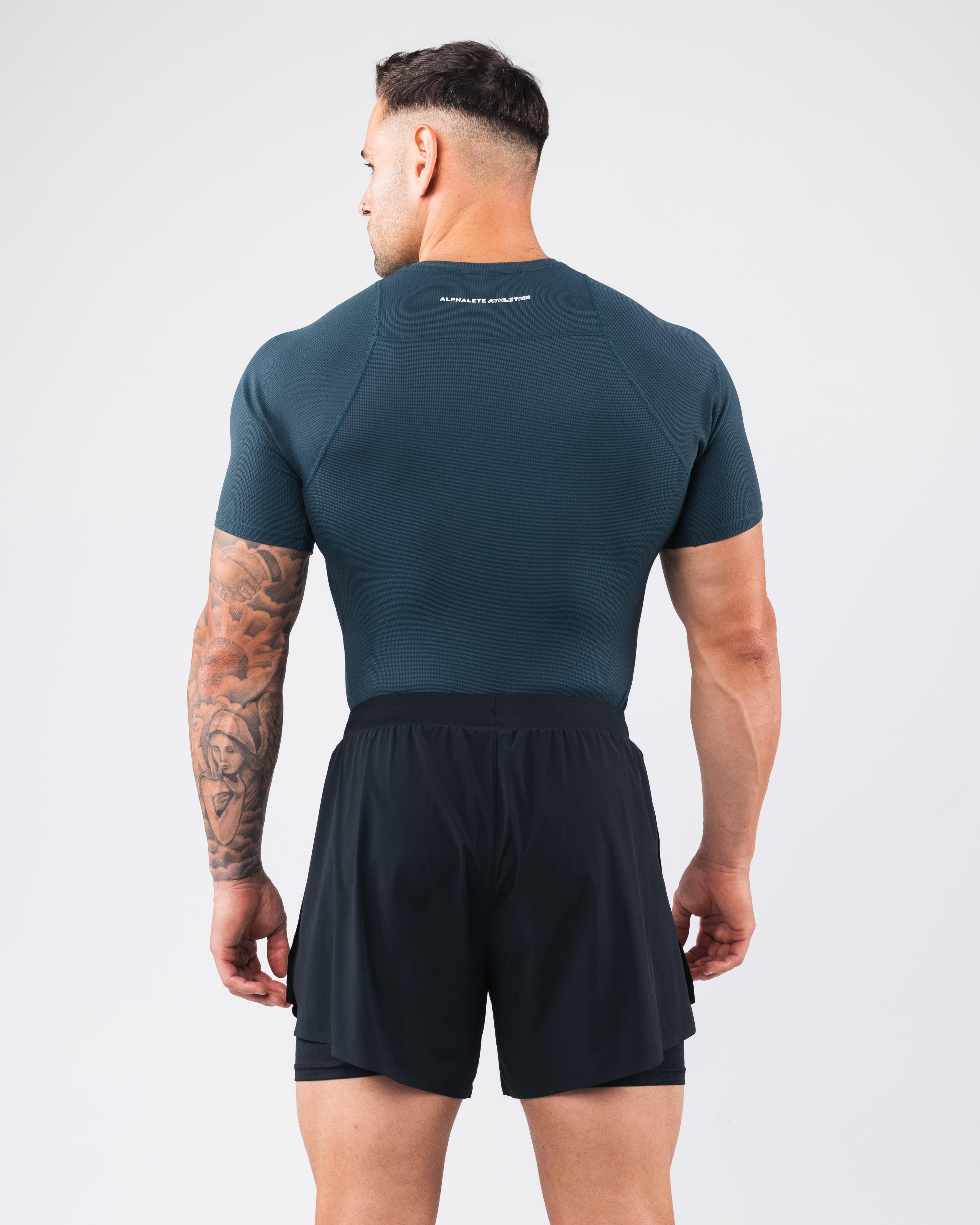 High-Performance Power Short Sleeve Shirt - Dark Cyan | Moisture-Wicking & Breathable for Workouts, Running & Outdoor Activities
