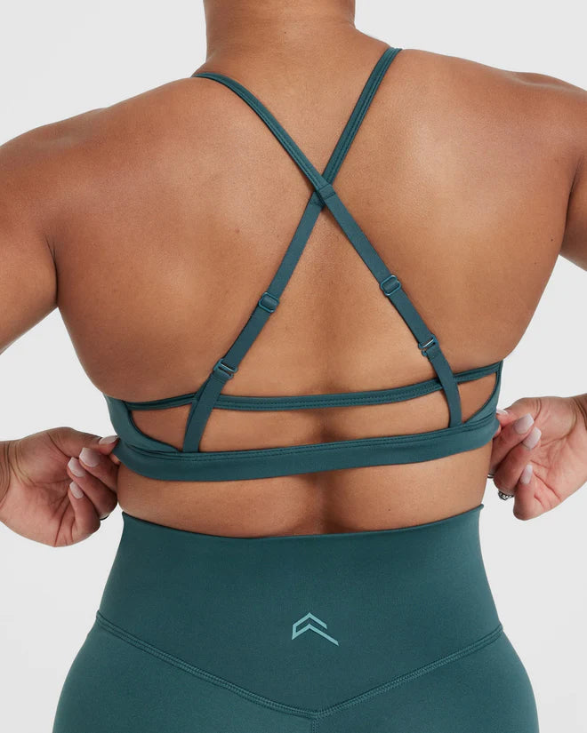 Timeless Strappy Bralette in Marine Teal | Comfortable Lace Underwire Bra for Women | Perfect for Yoga, Lounge & Everyday Wear