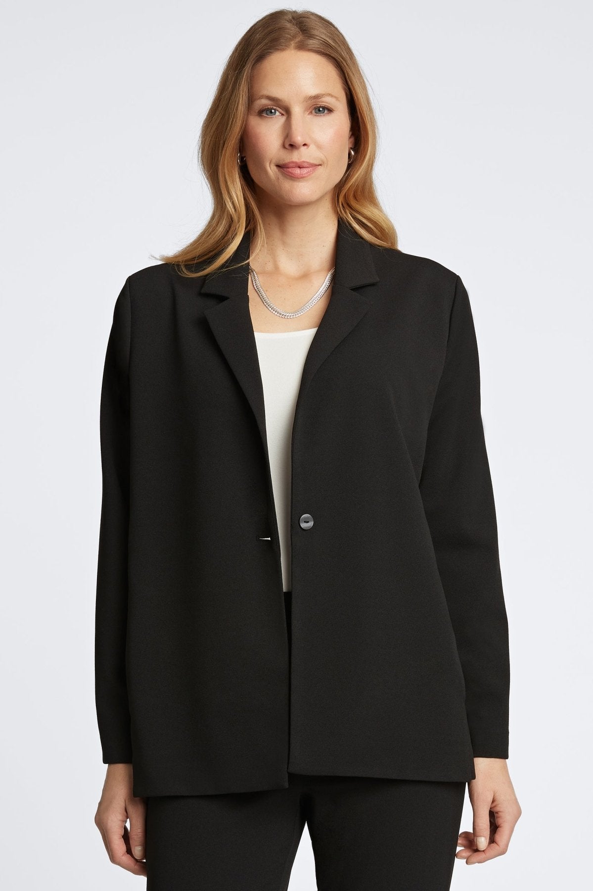 Morgan Knit Crepe Long Sleeve Blazer for Women - Elegant Stretch Office Jacket - Business Casual Work Wear - Perfect for Meetings, Office & Professional Events