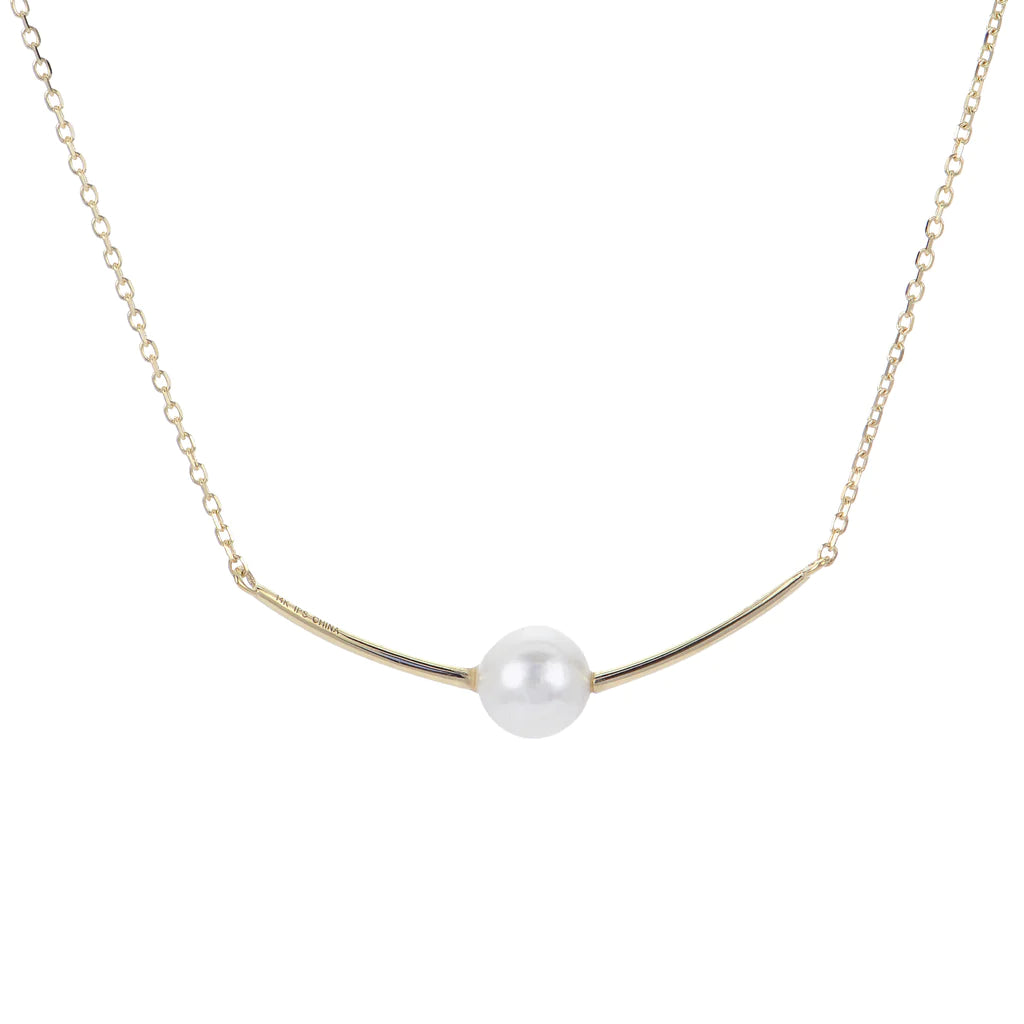Elegant Curved Bar Pearl Pendant Necklace for Women - Perfect for Weddings, Parties & Special Occasions