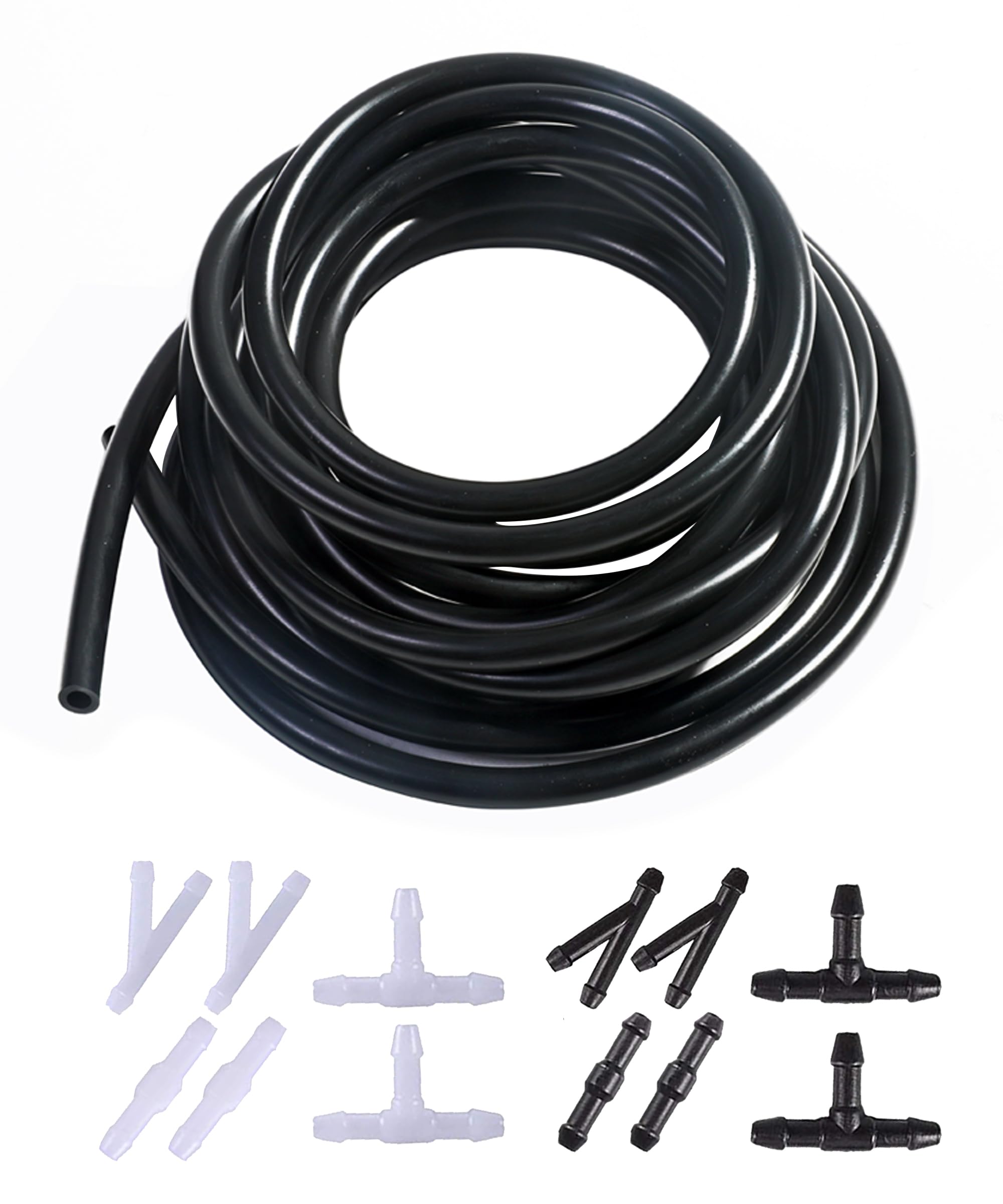 RACOONA 4M Windshield Washer Hose Kit with 12 Hose Connectors - Universal Car Windshield Washer Nozzle Installation Accessories for Most Vehicles - Perfect for DIY Car Maintenance & Winter Windshield Cleaning