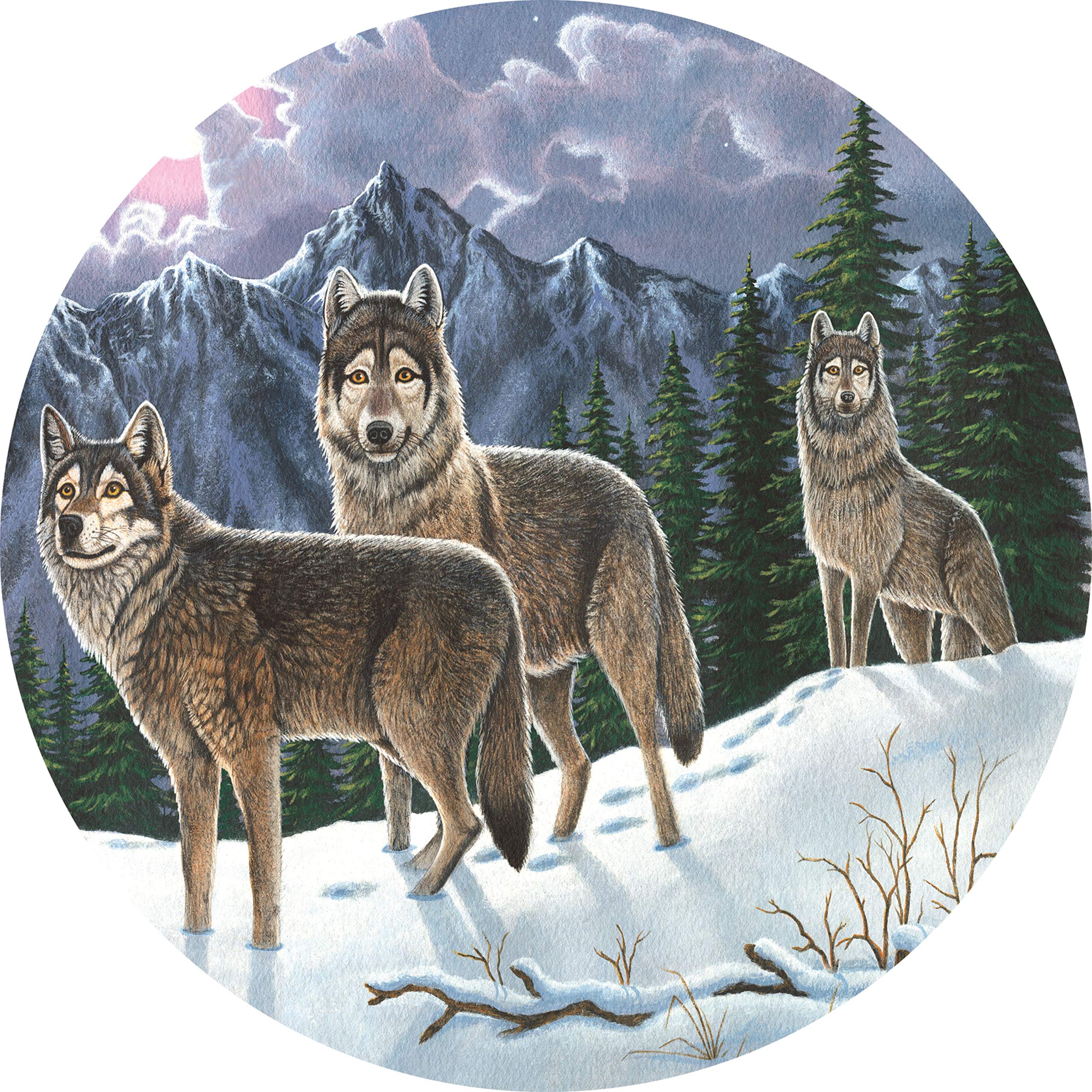 Wolf Untamed Spirits Snowy Moonlit Light Spare Tire Cover - Custom Fit for Any Vehicle (225/75R15 & Other Sizes) with Backup Camera Option | Durable SUV & Truck Accessory for Off-Road Adventures & Winter Camping