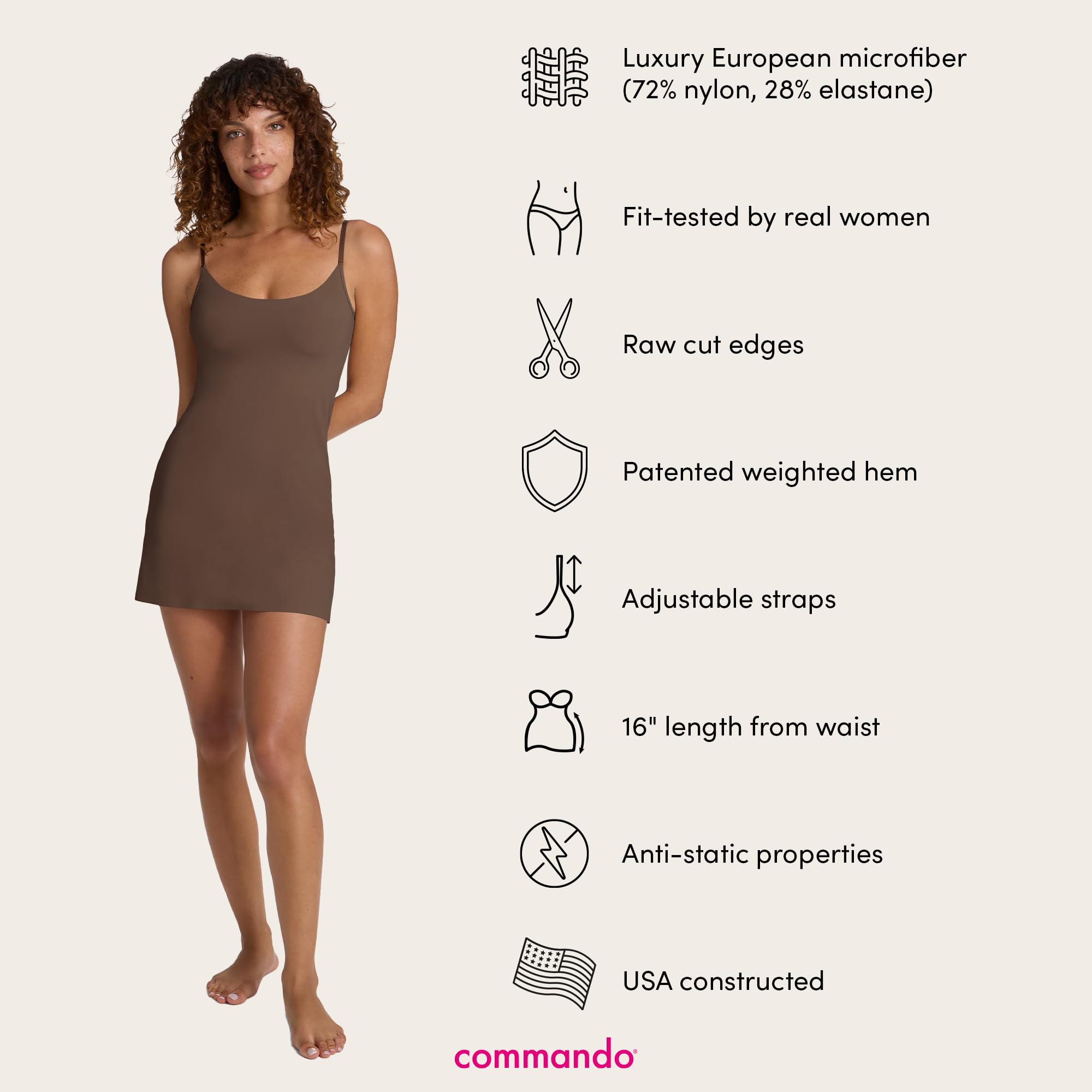Commando Women's Mini Cami Slip - Seamless Stretch Lingerie for Comfort & Style | Perfect for Layering, Sleepwear & Everyday Wear