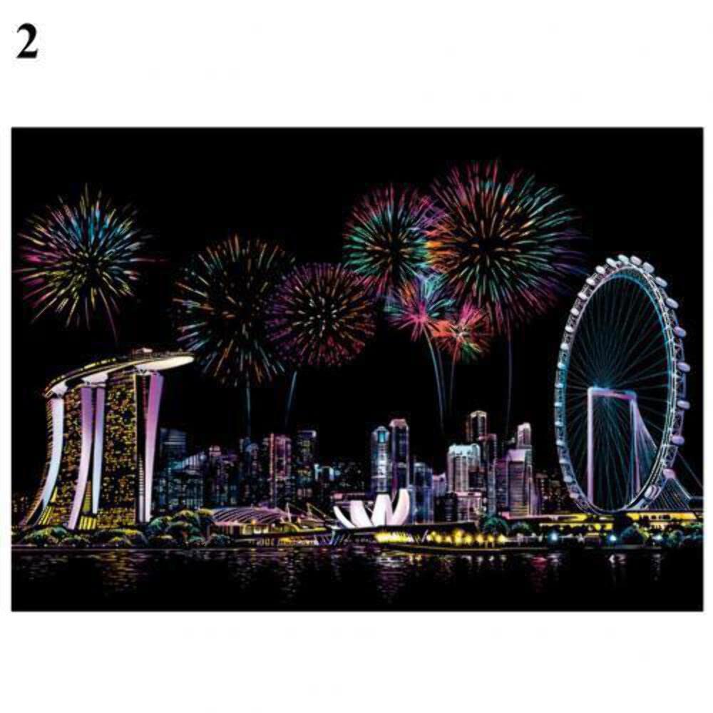 Fuji Mountain Amusement Park Scratch Art Kit - DIY Bridge Painting Board Paper for Kids, Creative Art Supplies & Fun Activity Gift (Perfect for Birthday Parties, Classroom Projects & Rainy Day Activities)