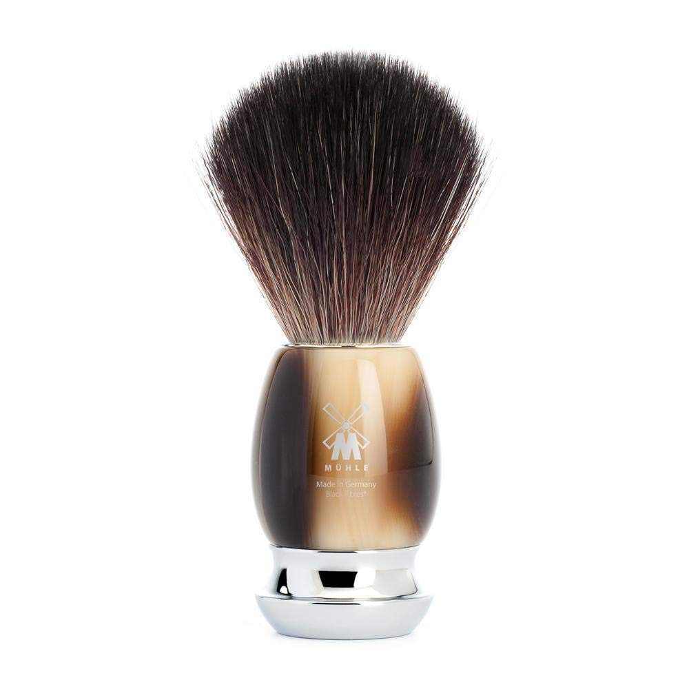 Premium MÜHLE VIVO 4-Piece Black Fiber Shaving Brush & 5-Blade Safety Razor Set - Luxury Wet Shaving Kit for Men with Stand - Perfect for Home Grooming & Travel Essentials