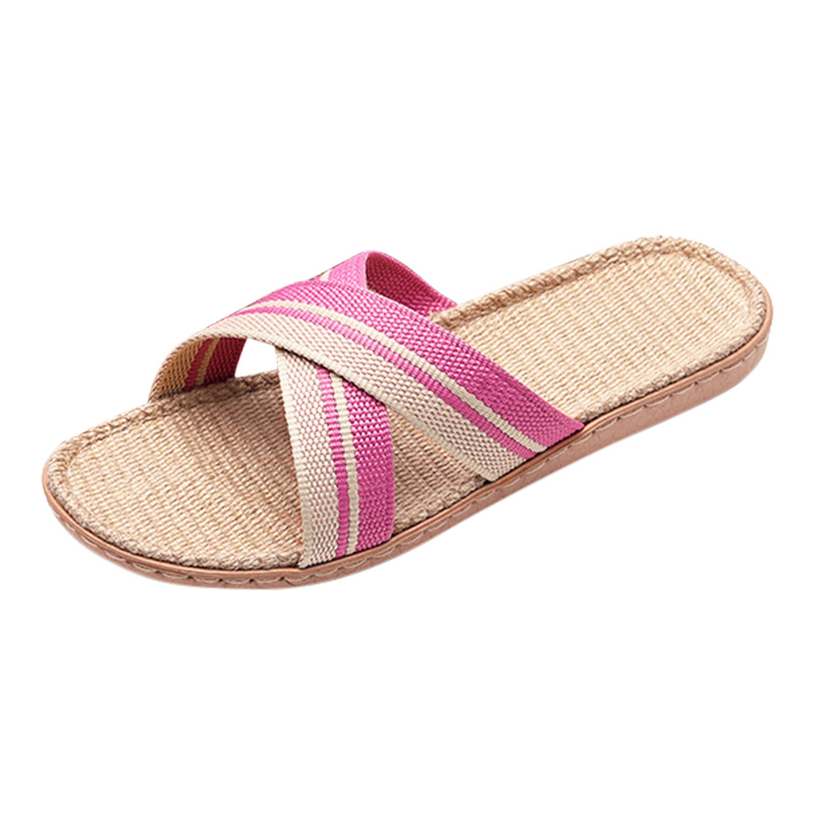 Comfortable Linen Slippers for Women & Men - Breathable Summer House Shoes, Beach Sandals, Indoor/Outdoor Floor Slippers with Cat Design - Perfect for Home, Vacation, and Relaxation