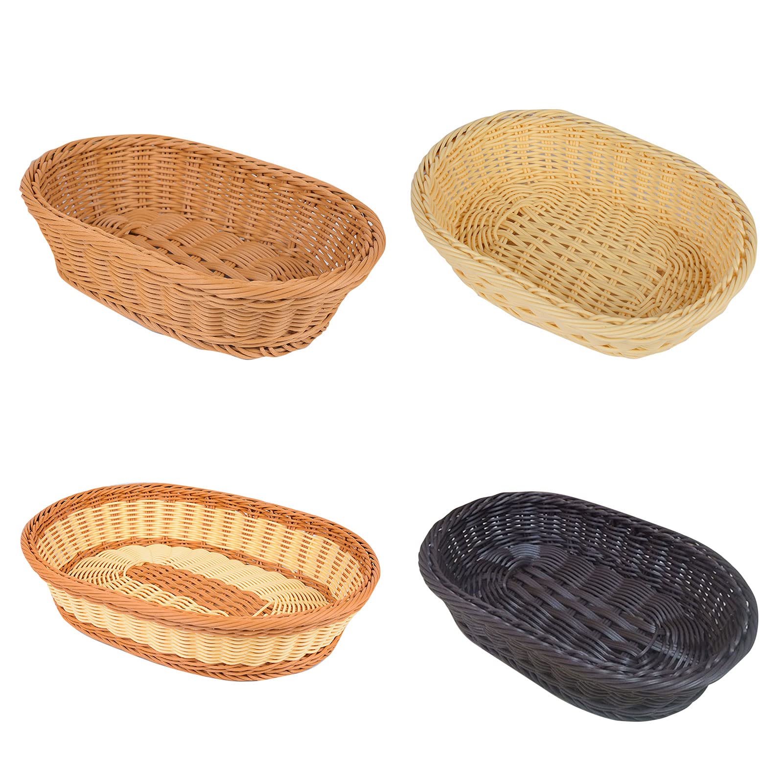 Handmade Wicker Bread Basket - Oval Rattan Serving Tray for Fruits, Snacks & Home Decor