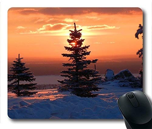 Custom Winter Trees Sunset Design - Non-Slip Rubber Gaming Mouse Pad (12x10 Inch) for PC, Laptop, Office & Home Use - Perfect for Work, Gaming & Graphic Design