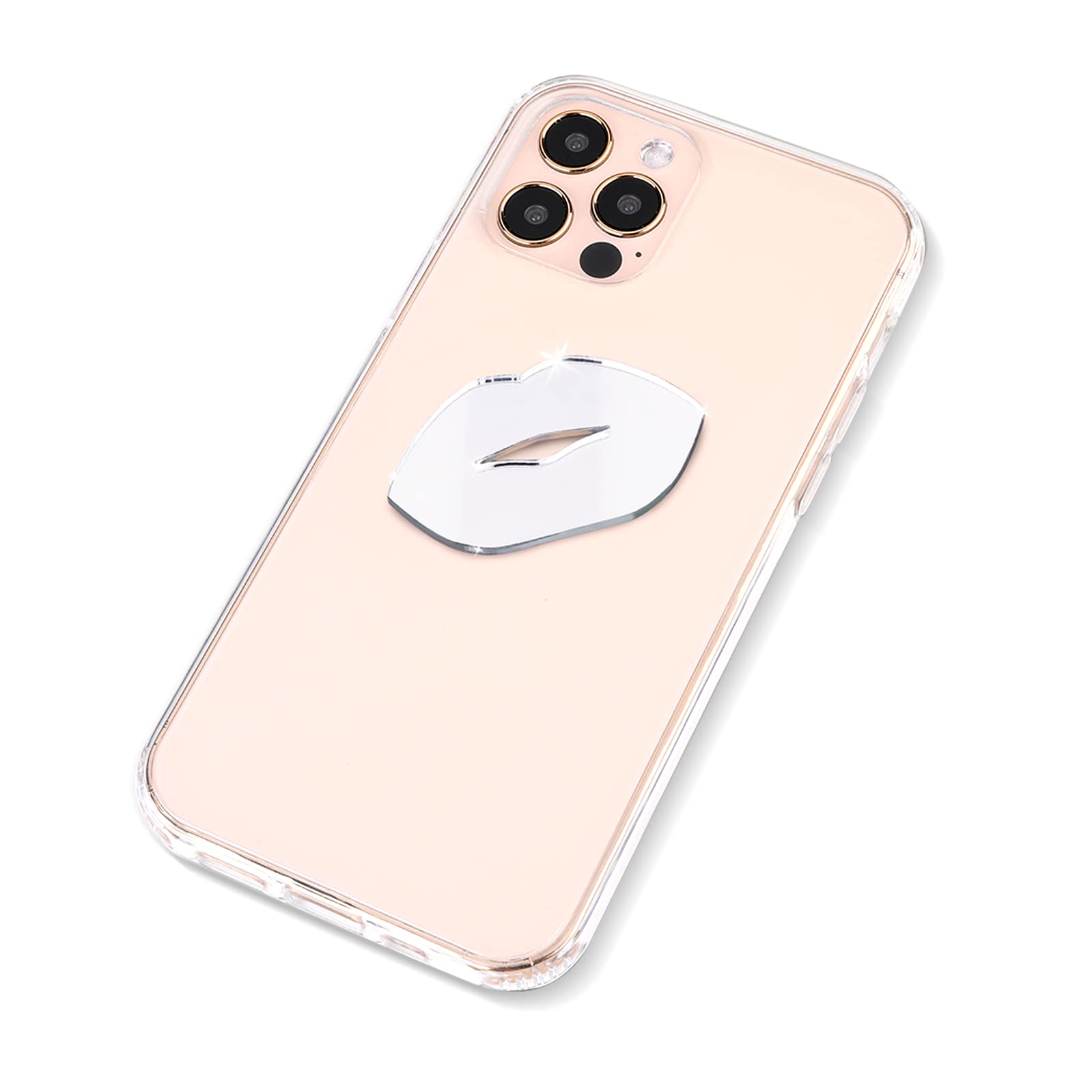 Ellie Rose Mirror Decal for Smartphone - Self-Adhesive Lips Mirror Phone Charm Sticker - Perfect for Selfies, Makeup Touch-Ups & Phone Decoration
