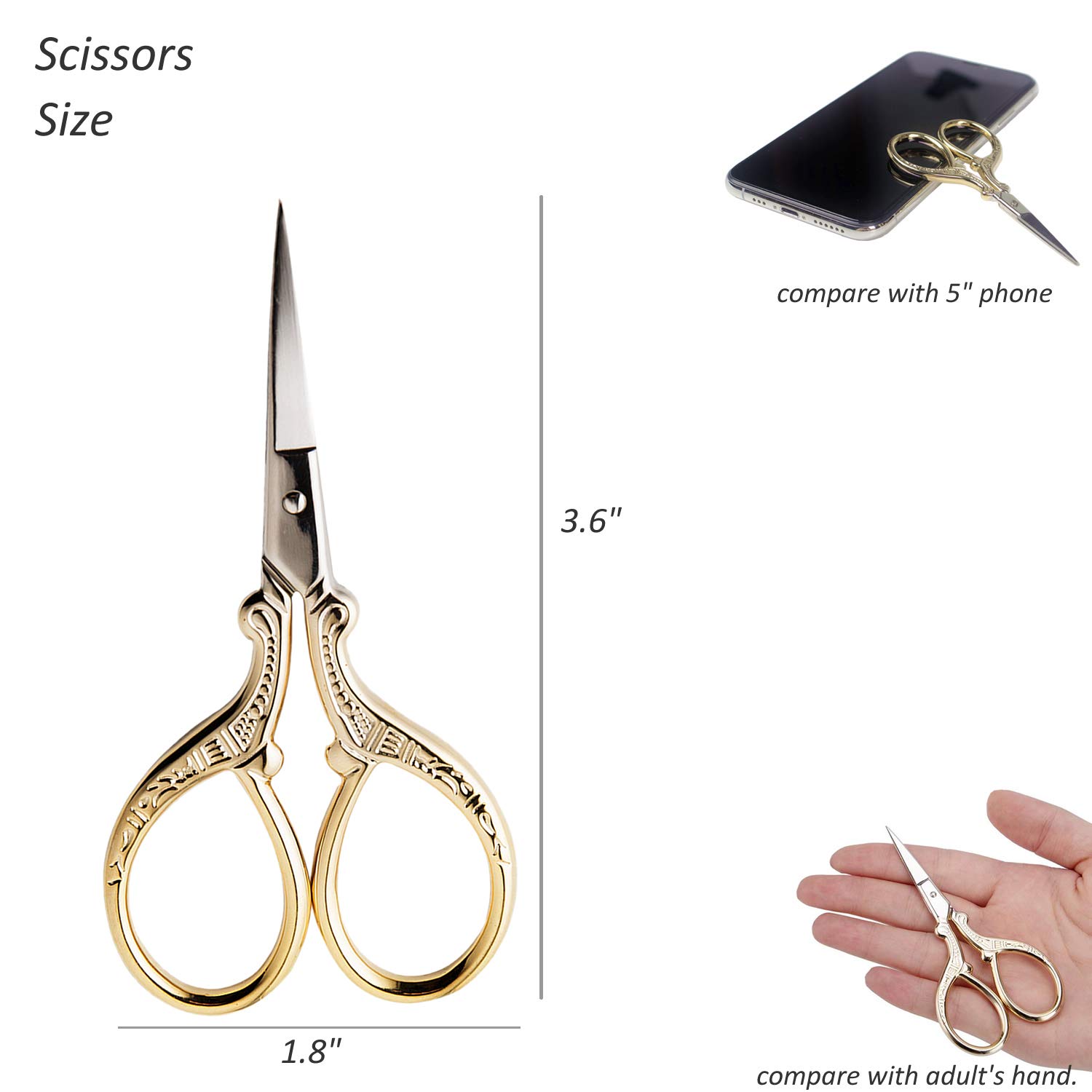 BIHRTC 2-Pack Stainless Steel Embroidery Scissors - Sharp Precision Sewing Scissors for Needlework, Crafting, Quilting & DIY Projects | Perfect for Dressmaking, Fabric Cutting & Everyday Sewing Tasks