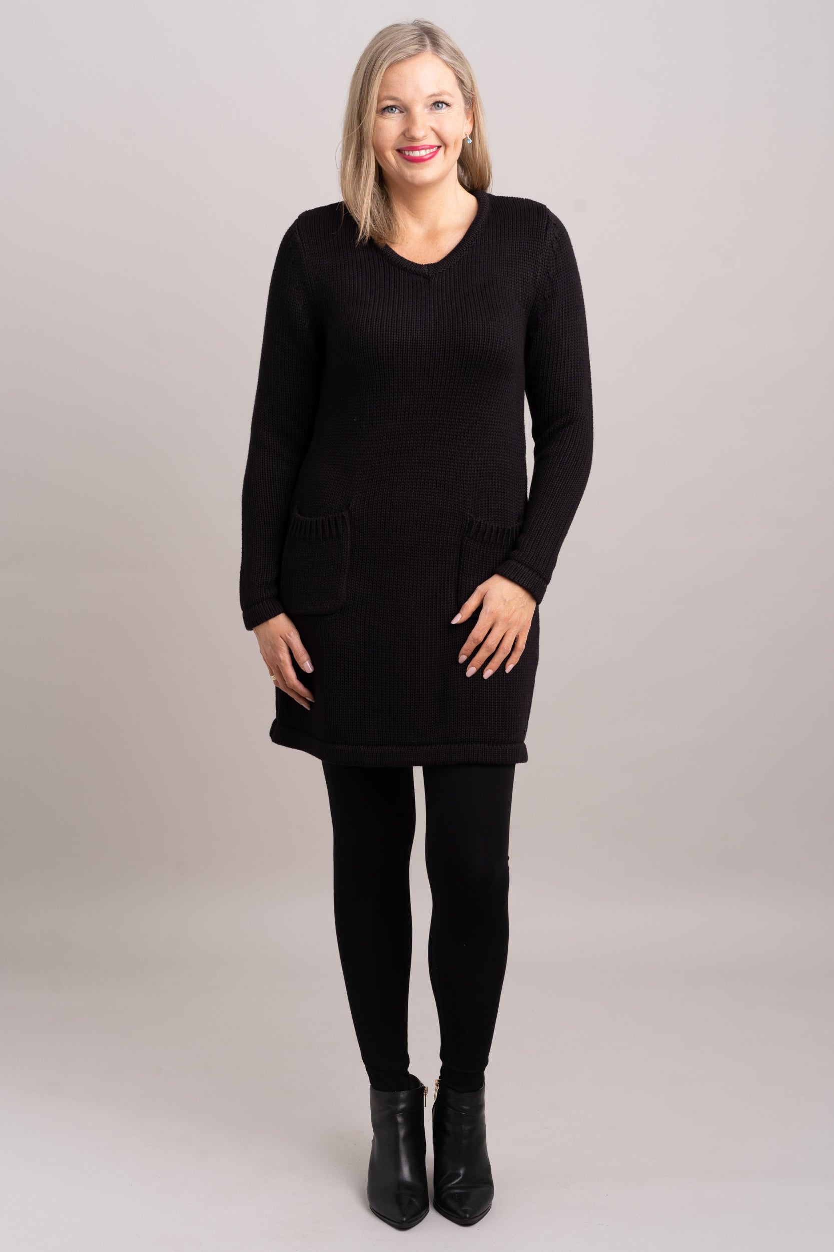 Joni Sweater Women's Black Bamboo Cotton Blend Knit Top | Soft Comfortable Pullover for Casual Wear & Office Outfits