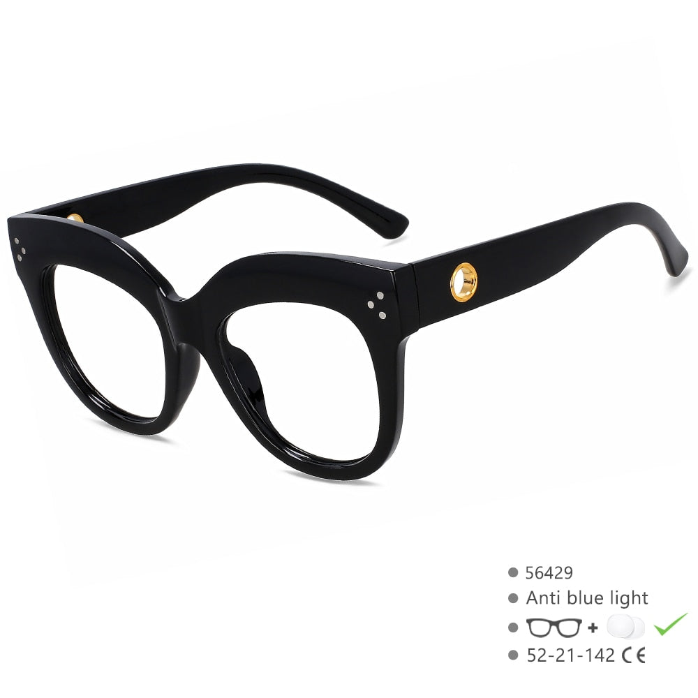 CCspace Women's Full Rim Cat Eye PC Plastic Eyeglasses Frame 56429 - Stylish Reading Glasses for Women, Fashion Eyewear for Office, Driving & Daily Use