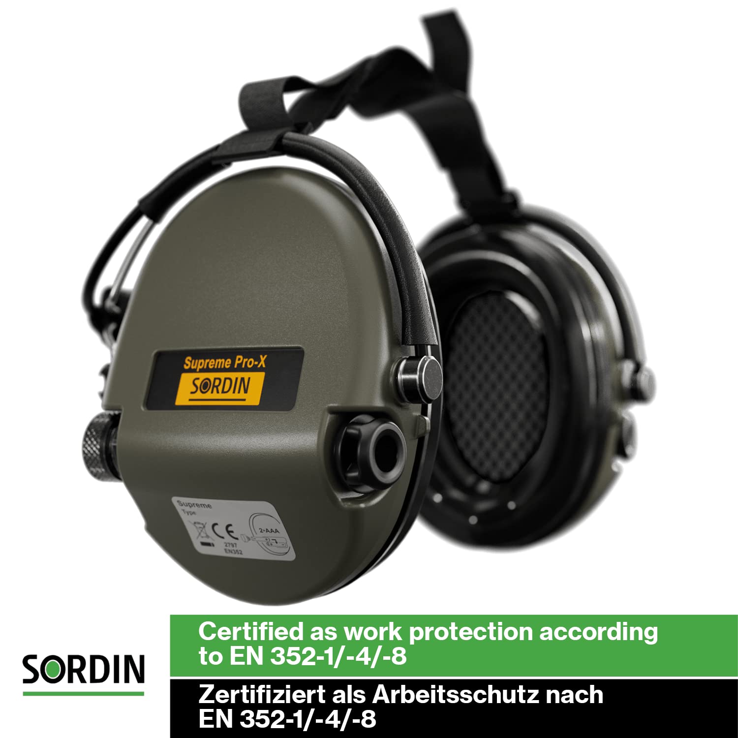 Sordin Supreme Pro-X Electronic Ear Muffs for Hunting & Shooting - Active Noise Cancelling Hearing Protection with Neckband & Gel Pads - Perfect for Range, Construction & Outdoor Activities