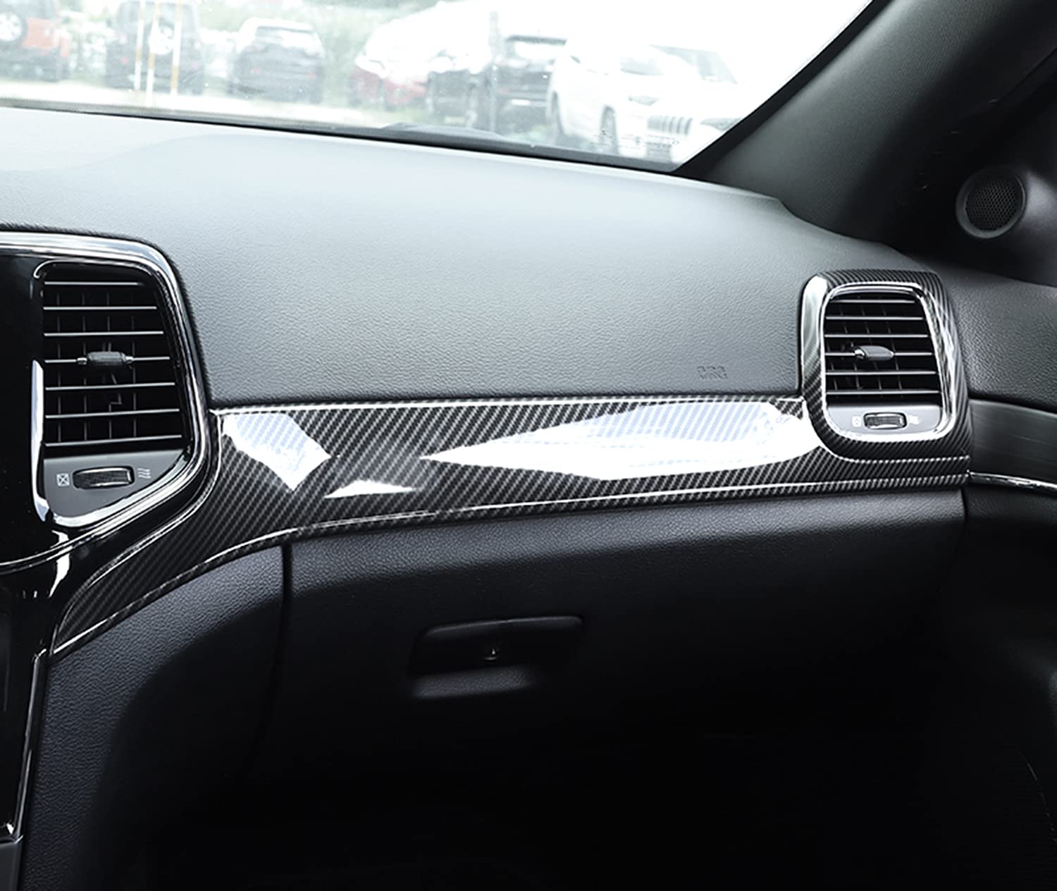 Premium ABS Carbon Fiber Style Dashboard Panel Trim & Door Handle Covers for Jeep Grand Cherokee 2014-2021 - Interior Accessories Upgrade for Enhanced Style & Protection
