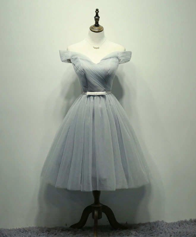 Elegant Gray Tulle Short Prom Dress & Bridesmaid Dress - Perfect for Homecoming, Cocktail Parties & Formal Events