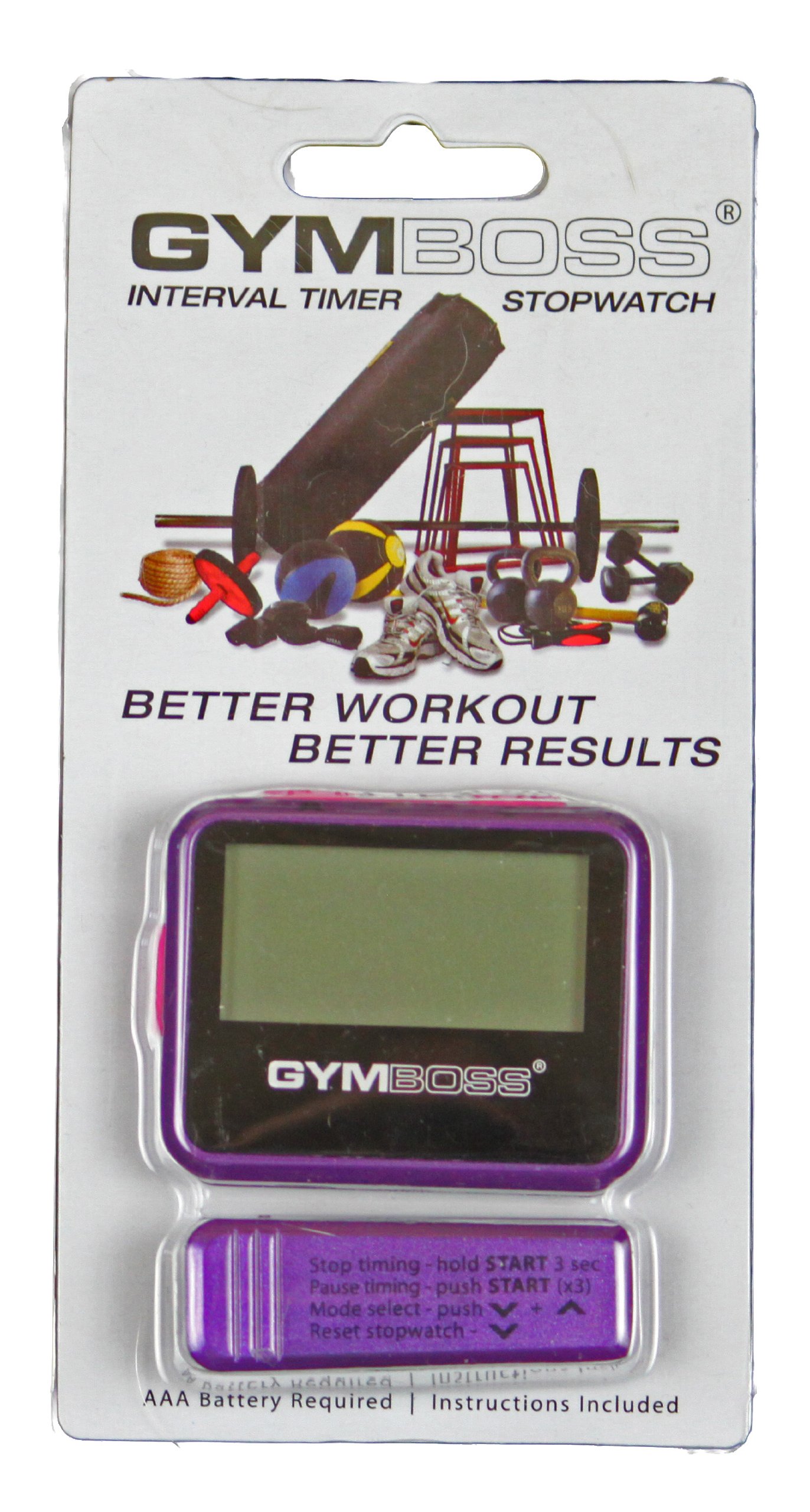 Gymboss Interval Timer and Stopwatch - Violet/Pink Metallic Gloss - Perfect for HIIT, CrossFit, Running & Workout Training
