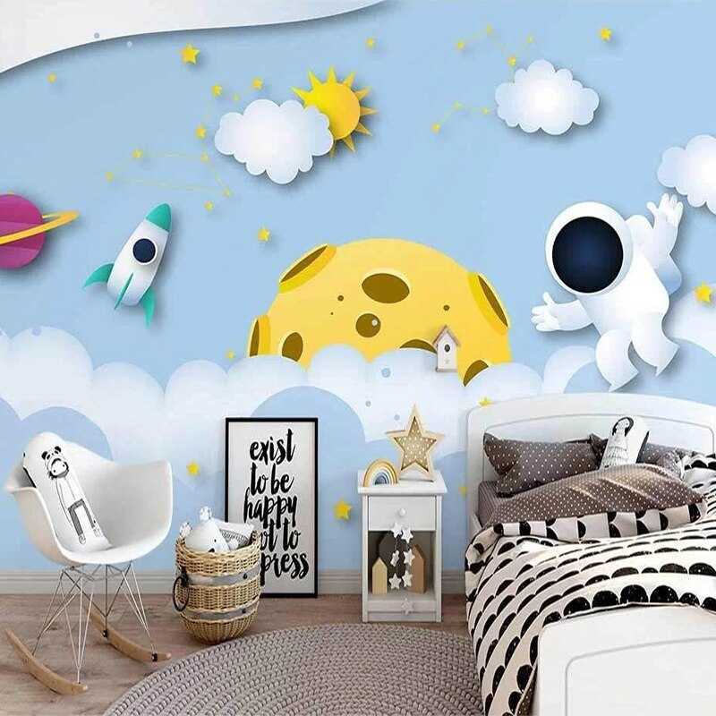 3D Astronaut Universe Wallpaper - Cosmic Adventure Space Theme for Kids Room & Nursery Decor | Perfect for Bedroom, Playroom & Classroom