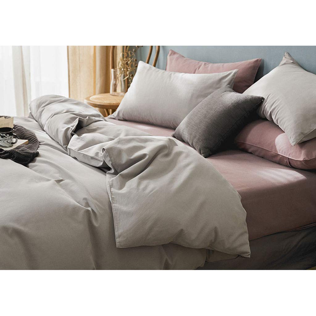 Premium 100% Cotton 4-Piece Bed Sheet Set - Soft & Breathable Solid Color Bedding for 1.5m Mattress (Fitted Sheet, Flat Sheet, 2 Pillowcases) - Perfect for Home, Hotel & Guest Room Comfort