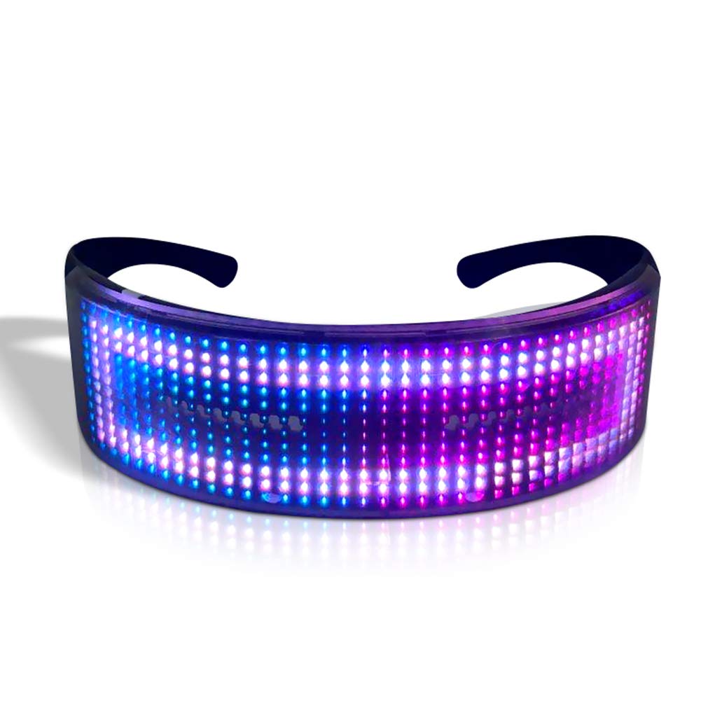 Customizable LED Bluetooth Light Up Glasses - Rechargeable Party Glasses for Raves, Festivals, Birthday Celebrations & Night Events - Perfect for DJ Performances, Halloween Costumes, and Club Parties