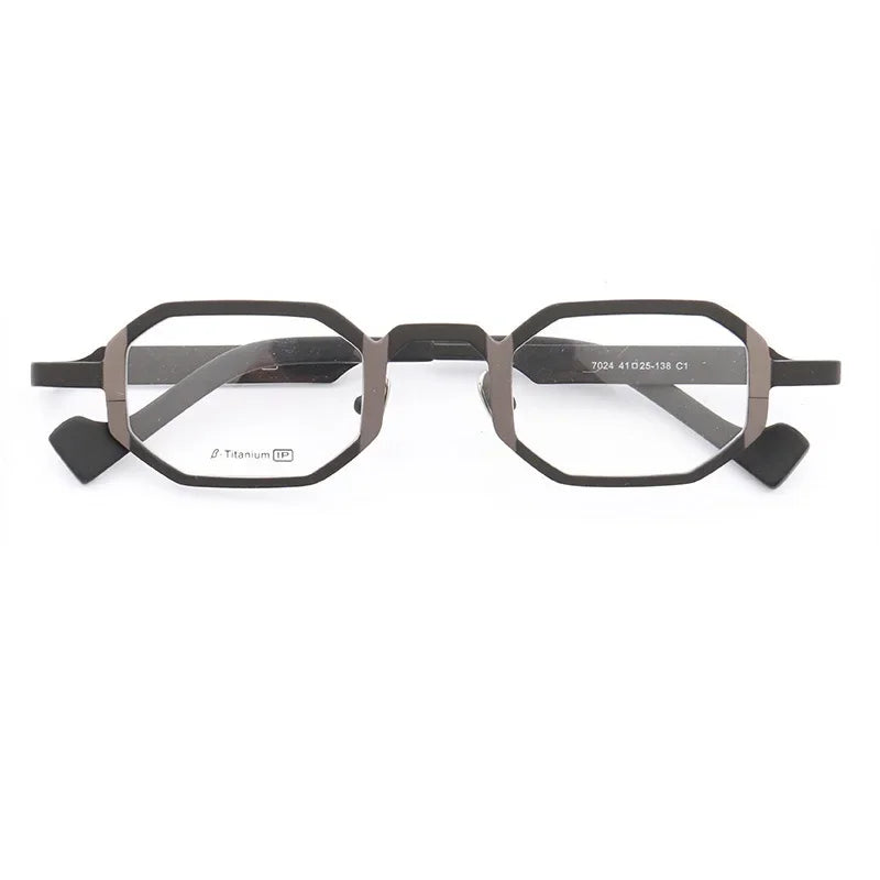 Aror Unisex Full Rim Flat Top Hexagon Titanium Eyeglasses Frame 77024 | Lightweight Durable Glasses for Men & Women | Perfect for Reading, Working & Fashion Accessories