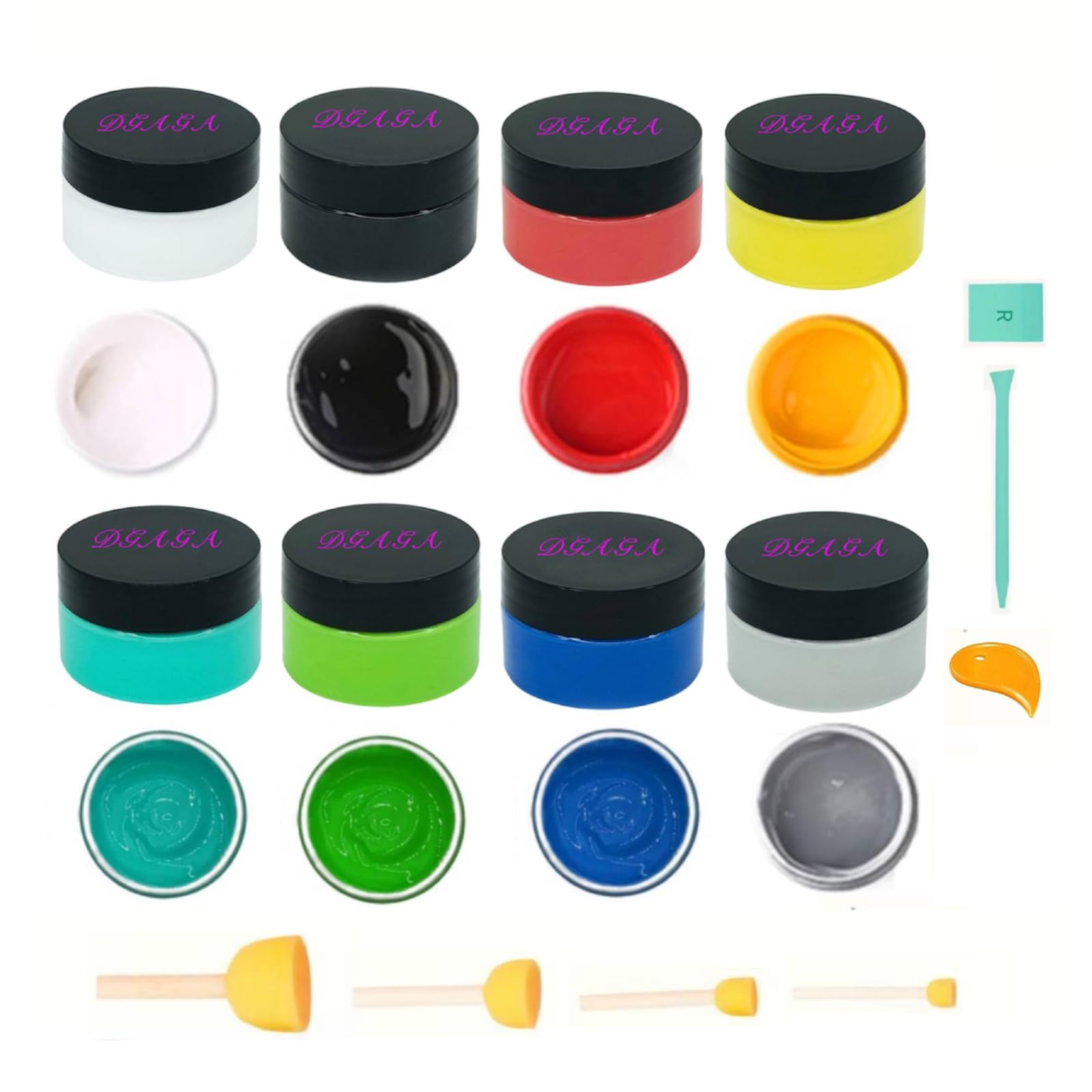DGAGA 16PCS Chalk Paste Paint Kit with Mini Squeegees - Screen Printing Tool for DIY Crafts, Furniture Painting & Home Decor | Silk Screen Stencils, Fabric & Wood Art Supplies | Perfect for DIY Projects, Wall Art & Custom T-Shirt Designs