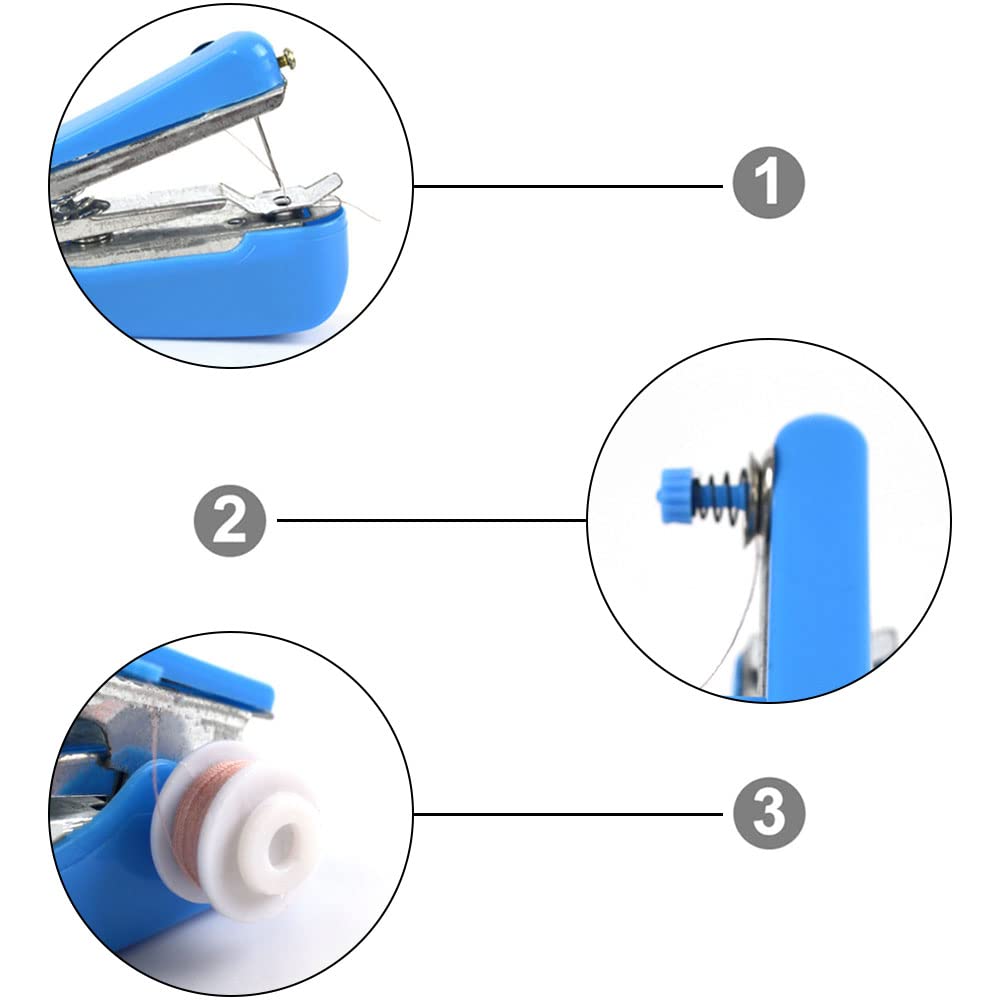 Portable Mini Sewing Machine - Handheld Manual Stitch Tool for Clothing Repair, Curtains & DIY Crafts | Compact & Flexible Fast Stitching | Perfect for Home Use, Travel & Emergency Repairs (Random Color)