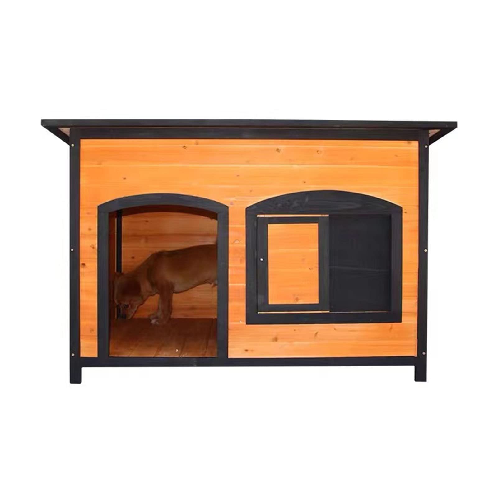 Weatherproof Extra Large Wooden Dog Kennel - Outdoor Dog House with Window, Durable Pet Shelter & Dog Crate for Backyard, Garden, or Patio Use