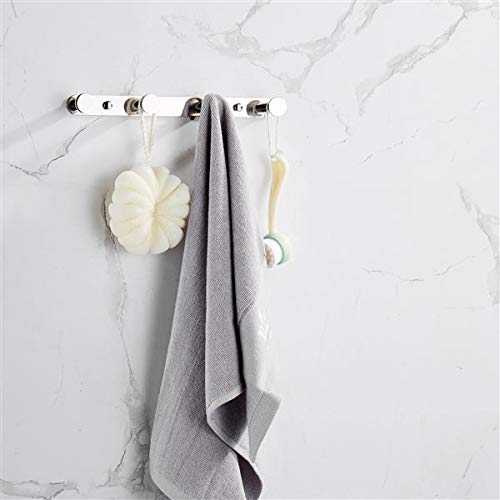 Stainless Steel Towel Hook Set of 4 - Polished 304 Stainless Steel Wall Mounted Coat Rack for Bathroom, Hallway & Foyer - Home Storage Organization Accessories (Silver) - Perfect for Hanging Towels, Robes & Coats in Small Spaces