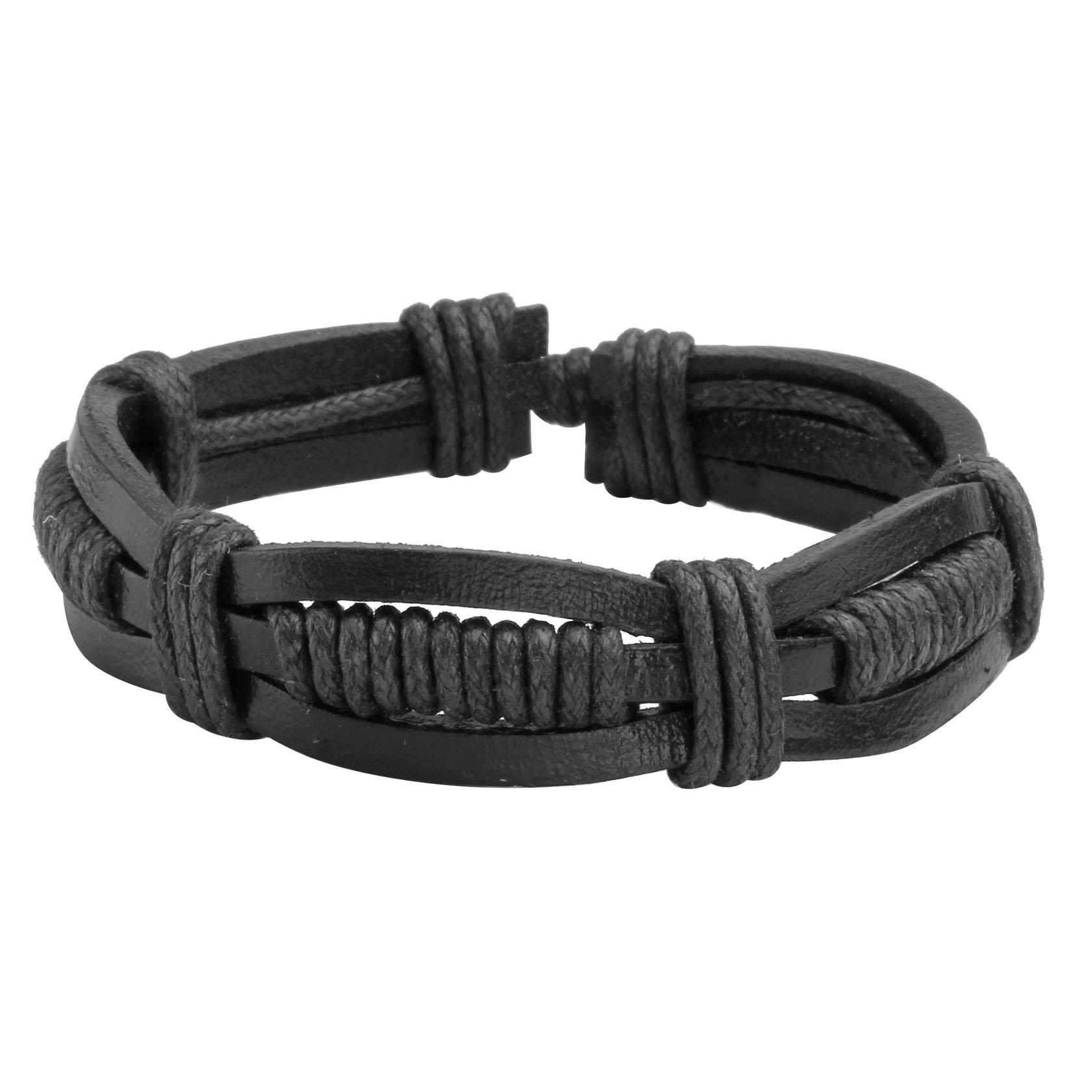 Eigso 8Pcs Braided Leather Bracelets Set for Men & Women - Adjustable Hemp Cord Wrap Bracelets - Perfect for Casual Wear, Gifts & Boho Fashion Accessories