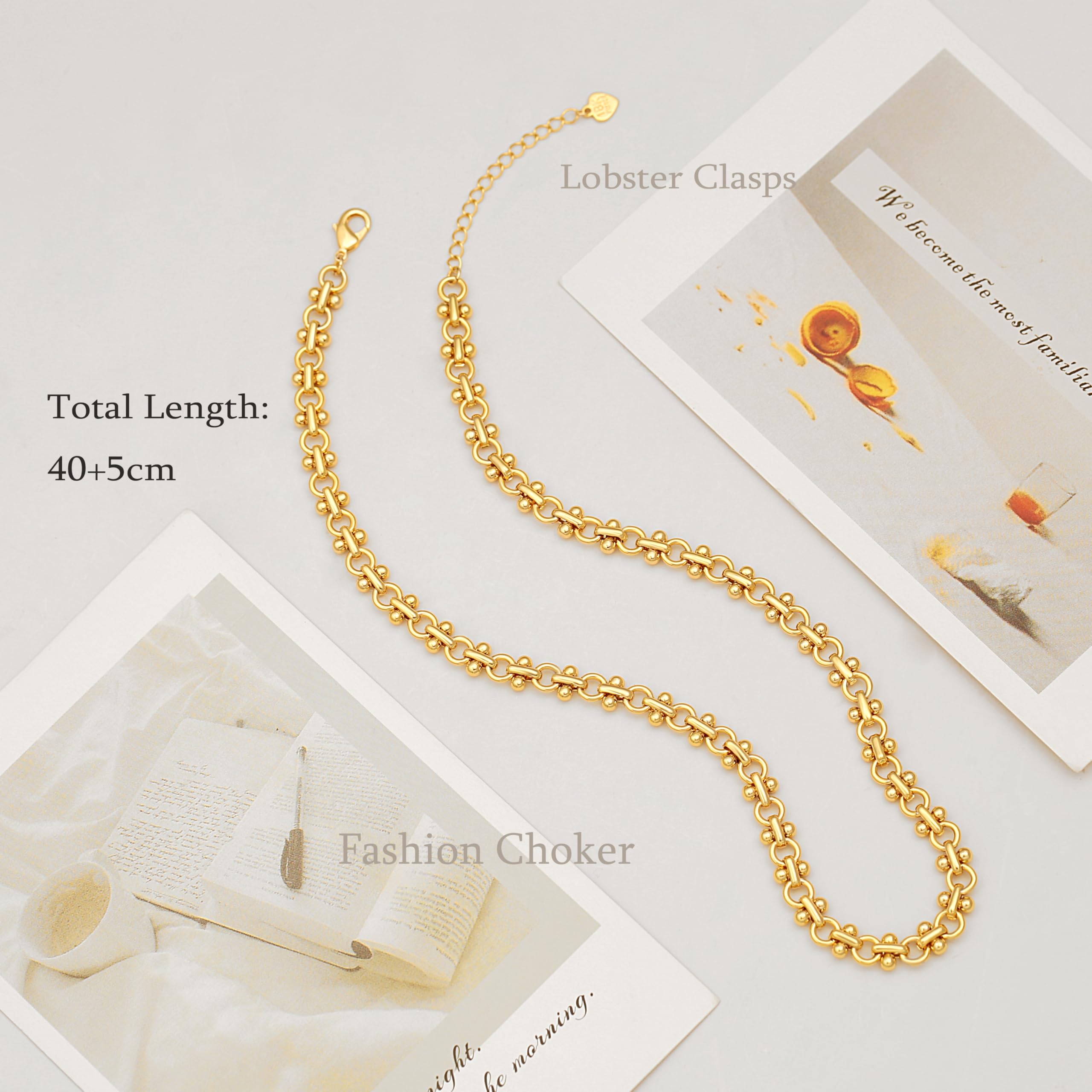 18K Gold Plated Snake Chain Choker Necklace for Women - Dainty Leaf & Coffee Bean Love Knot Link Design | Perfect for Date Night, Parties & Everyday Elegance