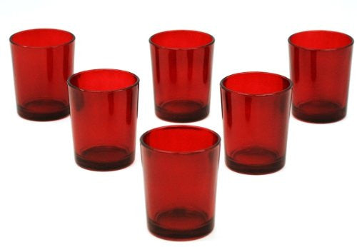 10 Pack Red Glass Votive Tealight Candle Holders - Elegant Wedding, Christmas, Valentine's Day Party Decorations - Perfect for Table Centerpieces, Bridal Showers, and Romantic Home Ambiance