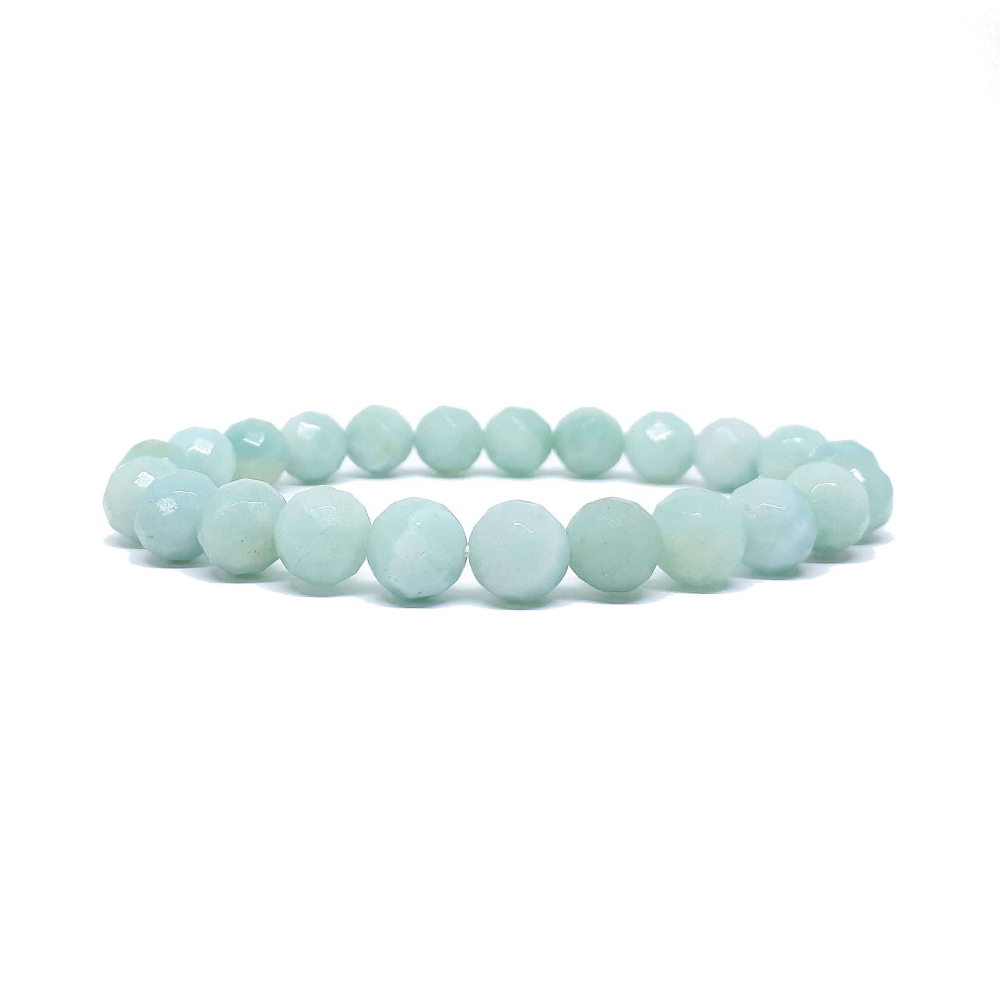 Amazonite Faceted Bead Stretch Bracelet for Women - Healing Crystal Jewelry for Stress Relief & Positive Energy - Perfect for Yoga, Meditation & Everyday Wear