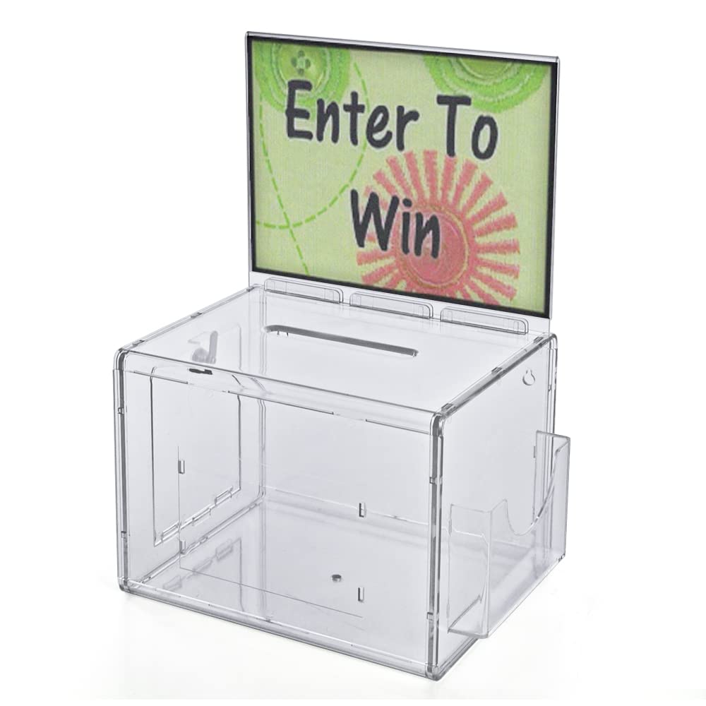 Azar Extra Large Clear Lottery Box - Perfect for Raffles, Bingo, and Prize Drawings at Events, Parties, and Fundraisers