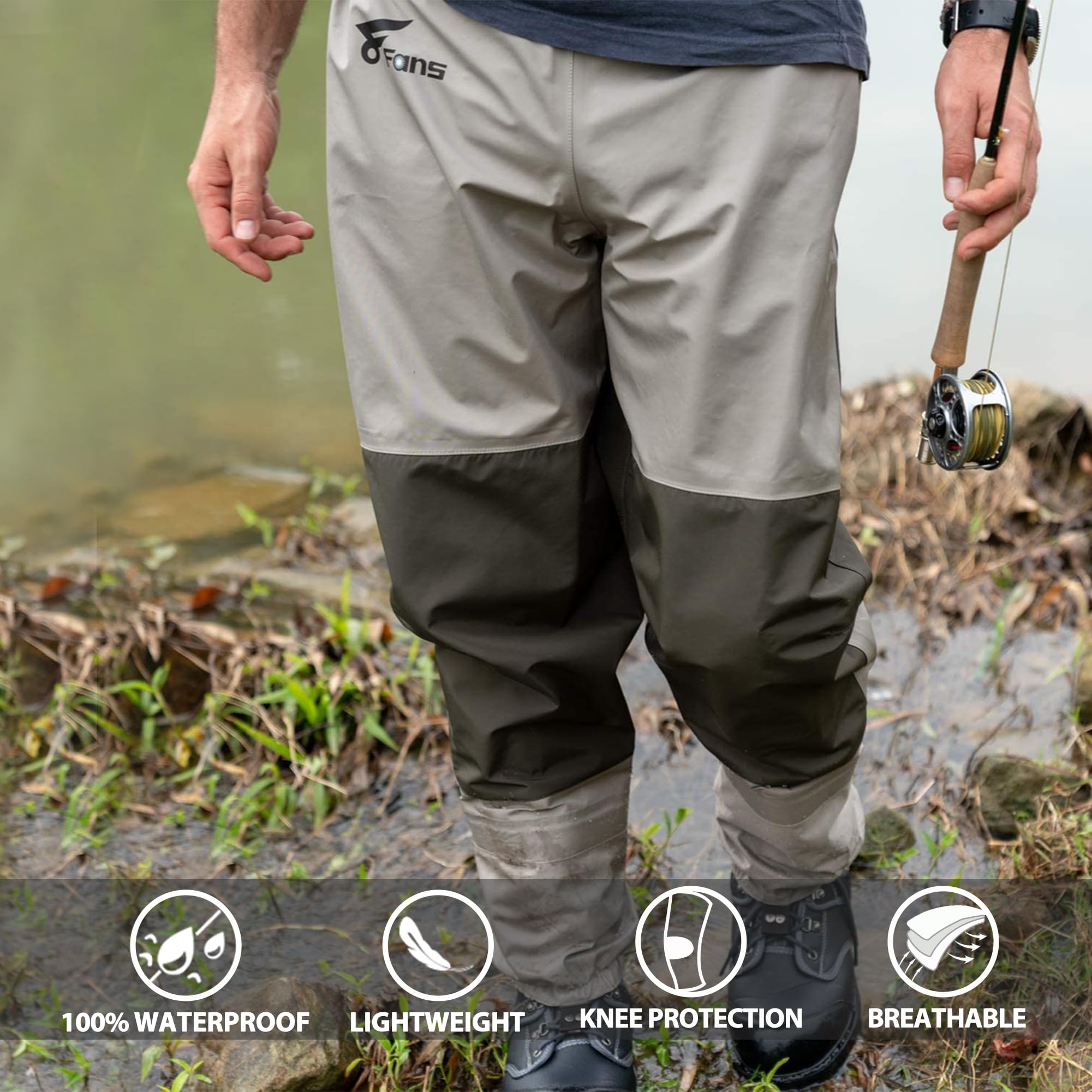 **8 Pairs Unisex Waist Waders – 3-Ply Durable, Breathable & Waterproof Insulated Stockingfoot Wading Pants for Fishing, Kayaking, Hunting & Outdoor Adventures**