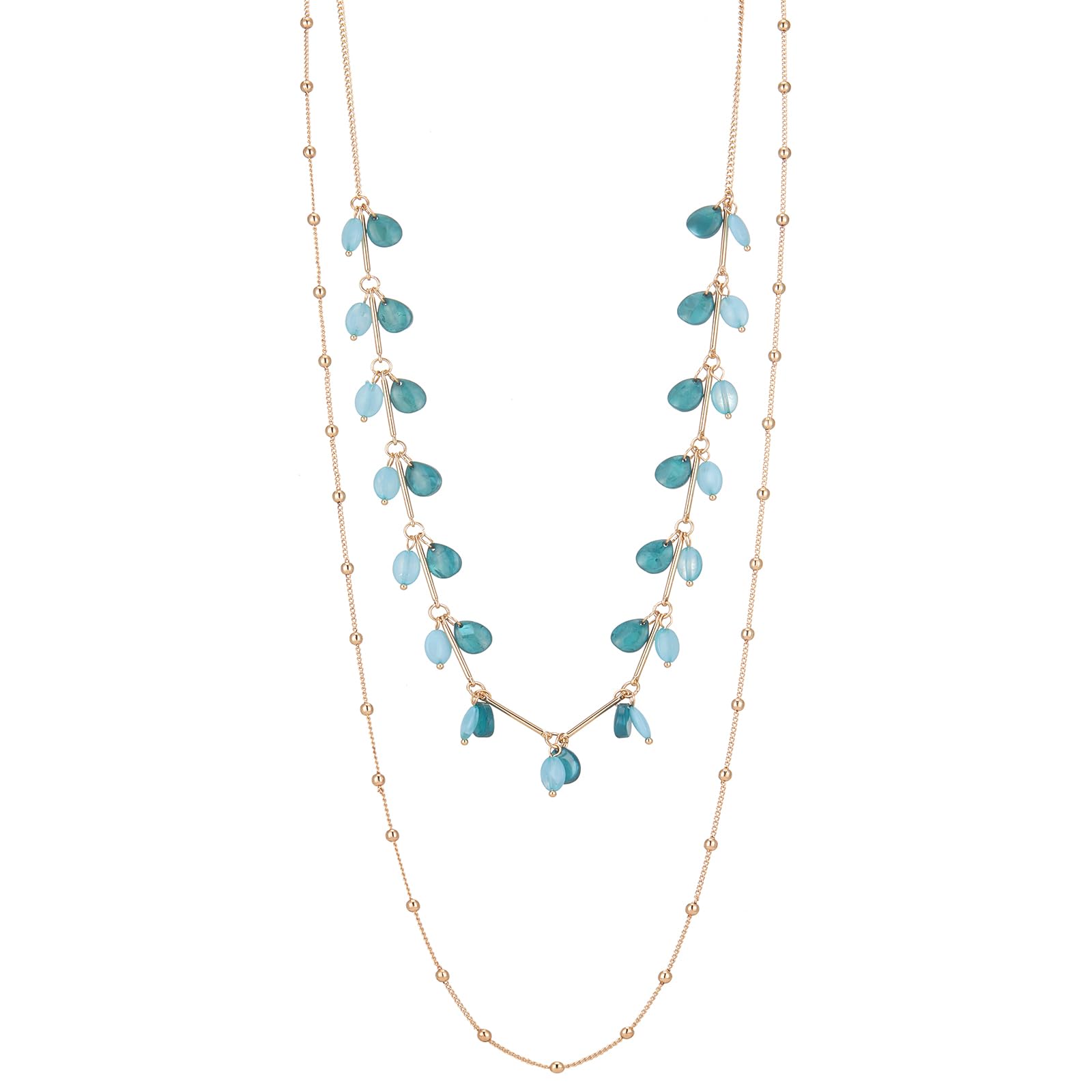 BULINLIN 18K Gold Plated Layered Beaded Chain Necklace for Women - Elegant Long Costume Jewelry, Perfect Gift for Mom, Mother's Day, Birthday, Anniversary | Great for Parties, Weddings, and Everyday Wear