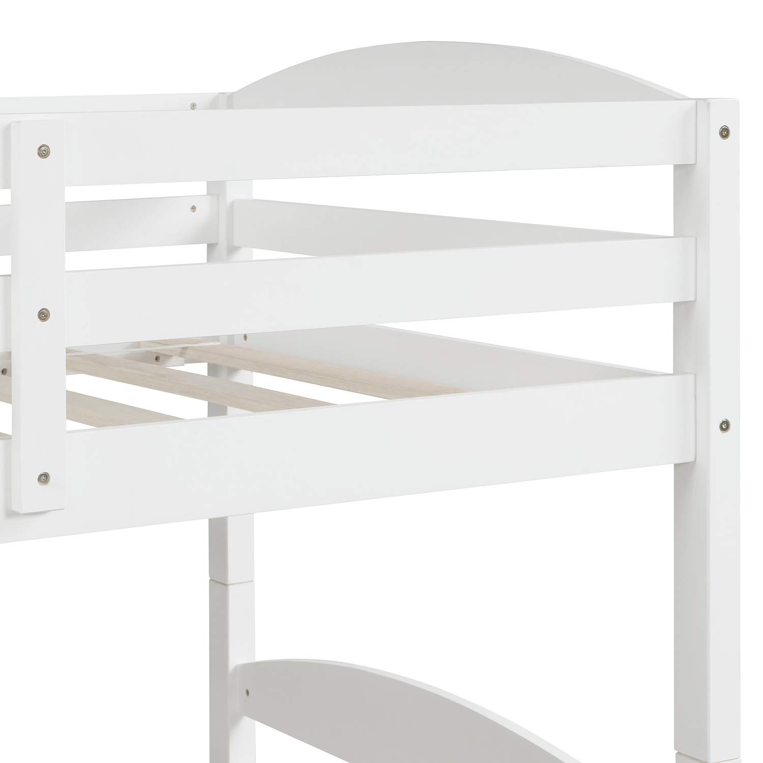 Twin Over Twin L-Shaped Wooden Bunk Bed for Kids & Teens with Trundle - Convertible to 2 Corner Platform Beds - No Box Spring Needed - White (Perfect for Shared Kids' Rooms, Sleepovers & Small Spaces)
