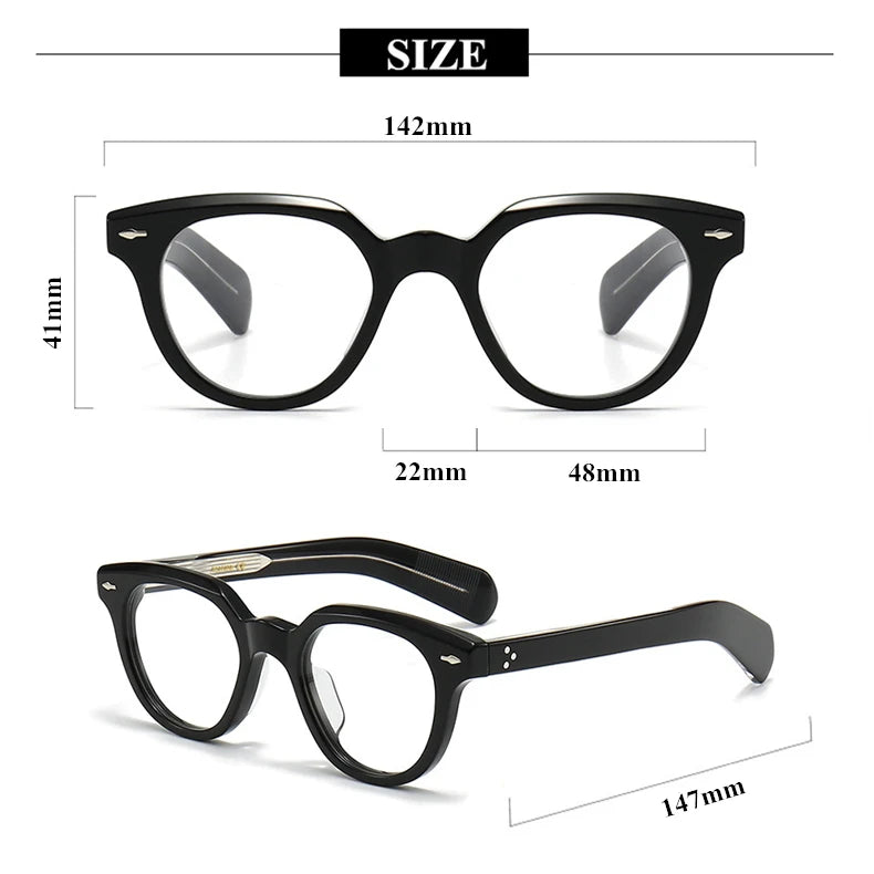 Black Unisex Full Rim Irregular Oval Acetate Eyeglasses 2241 - Stylish & Lightweight Glasses for Men & Women - Perfect for Reading, Working & Fashion Accessories