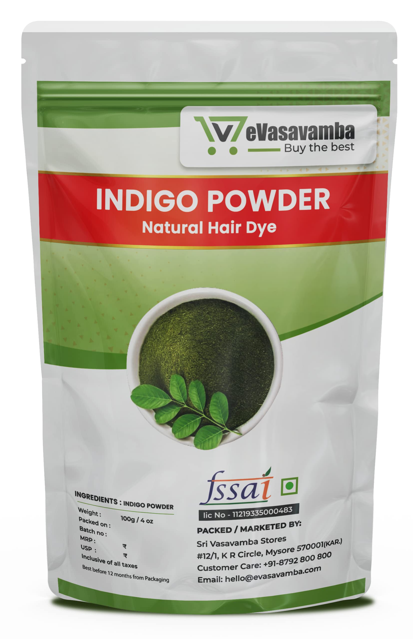 Pure Indigo Powder for Natural Hair Dye | 100% Organic Chemical-Free Herbal Hair Color | A++ Grade 100g | Safe for Gray Coverage & DIY Beauty Treatments | Perfect for Vegan, Ayurvedic & Holistic Hair Care