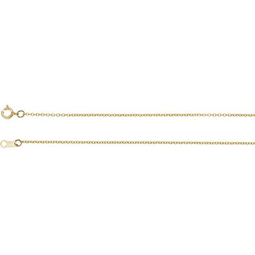 14K Yellow Gold 1mm Solid Cable Chain Necklace 15