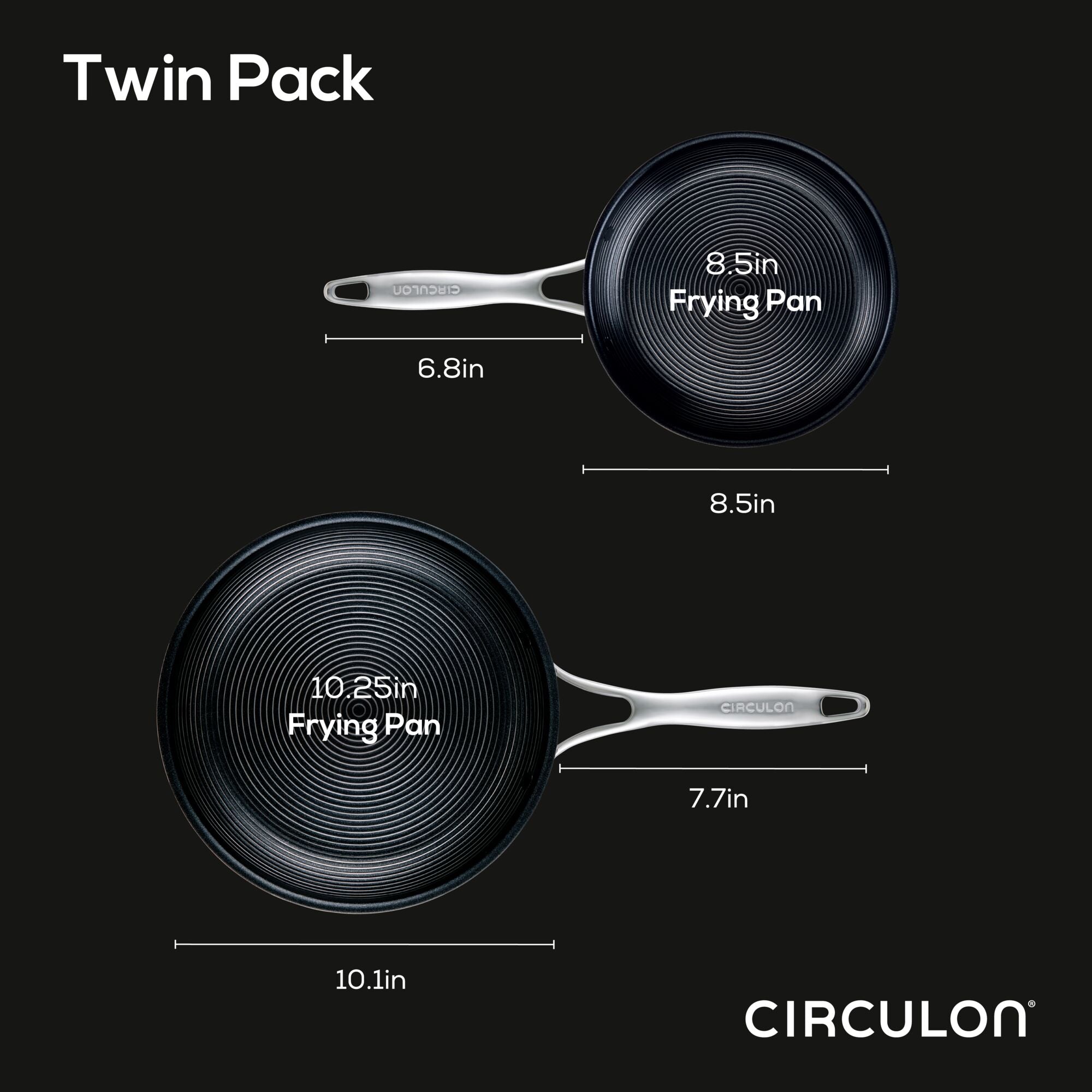 Premium 8.5 & 10 Inch Tri-Ply Clad Nonstick Frying Pan Set - Professional Cookware for Sauteing, Frying & Everyday Cooking | Dishwasher Safe & Oven Safe Up to 500°F
