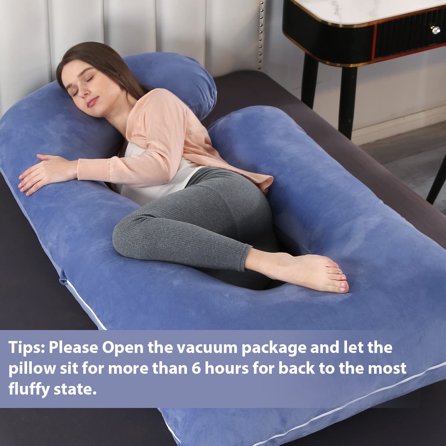 57-inch U-Shaped Pregnancy Pillow for Back, Hips & Belly Support - Full Body Maternity Pillow with Removable Cover - Perfect for Side Sleeping, Pregnancy Comfort & Postpartum Recovery