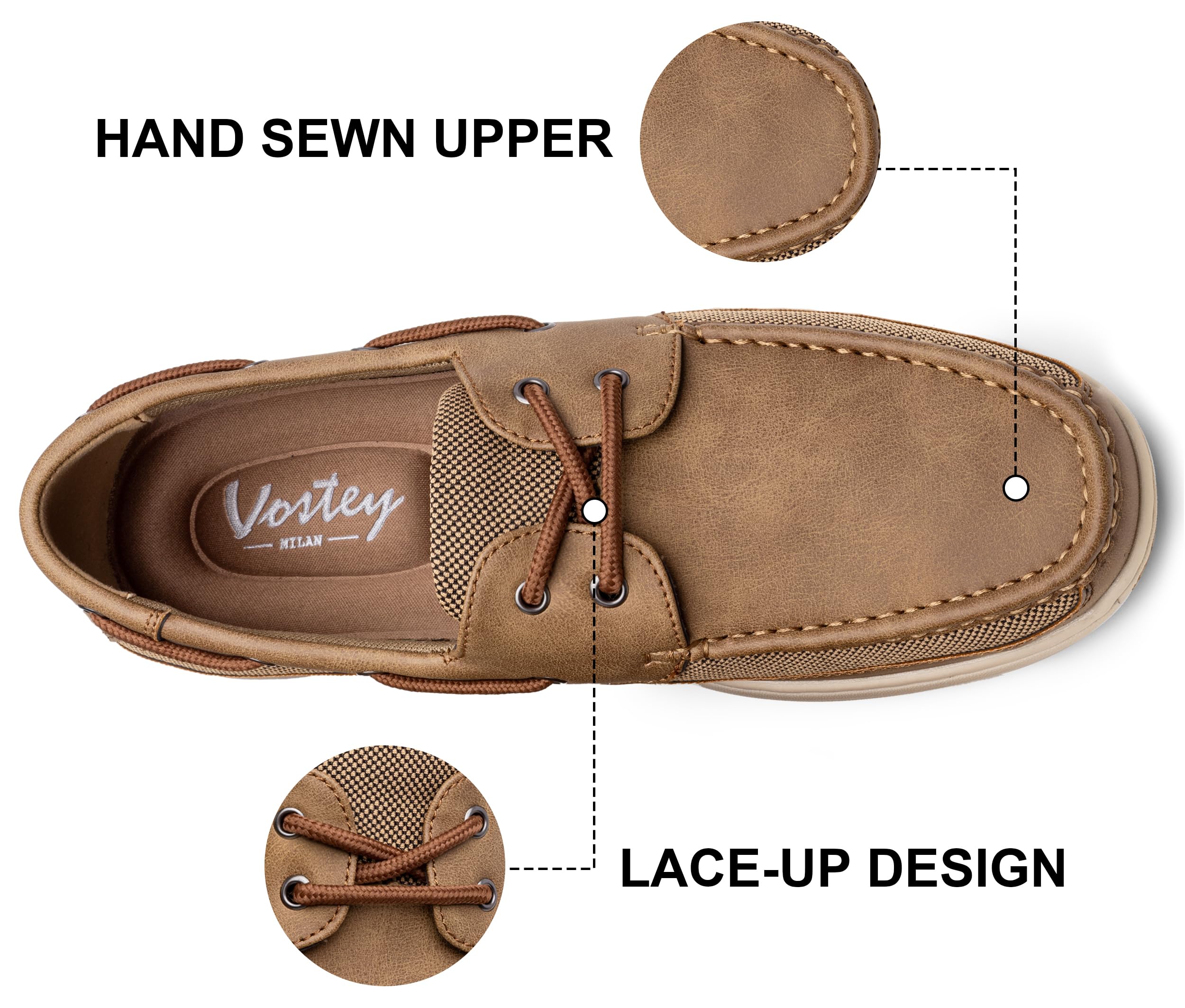 Vostey Men's Slip-On Boat Shoes - Stylish Casual Loafers & Deck Shoes for Men | Perfect for Summer, Beach, and Casual Outings