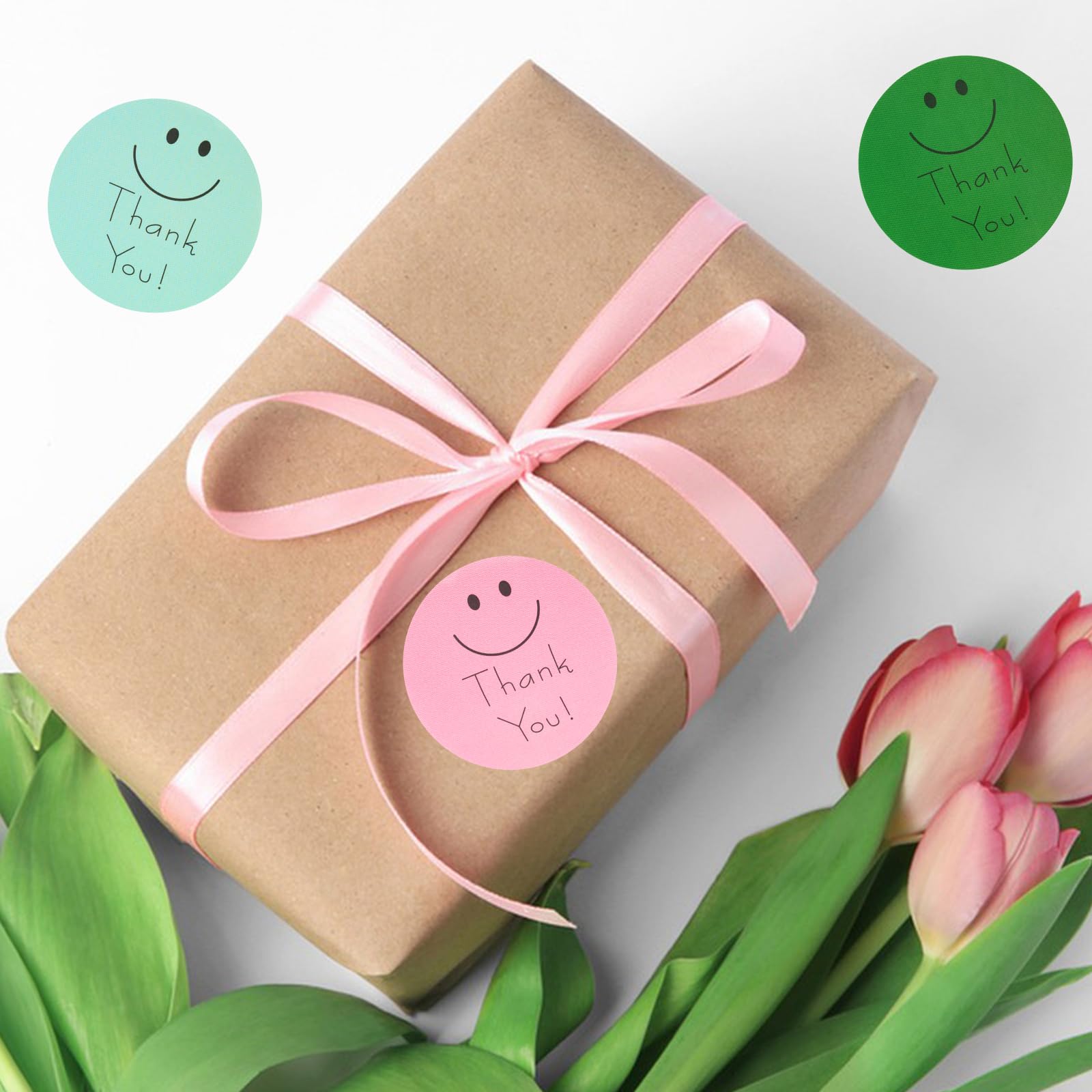Anwyll 500Pcs 1.5 Inch Thank You Stickers for Small Business - 8 Cute Smiley Face Design Labels for Packaging, Envelopes, Gift Wrapping & Party Favors - Perfect for Birthday, Wedding & Customer Appreciation Gifts