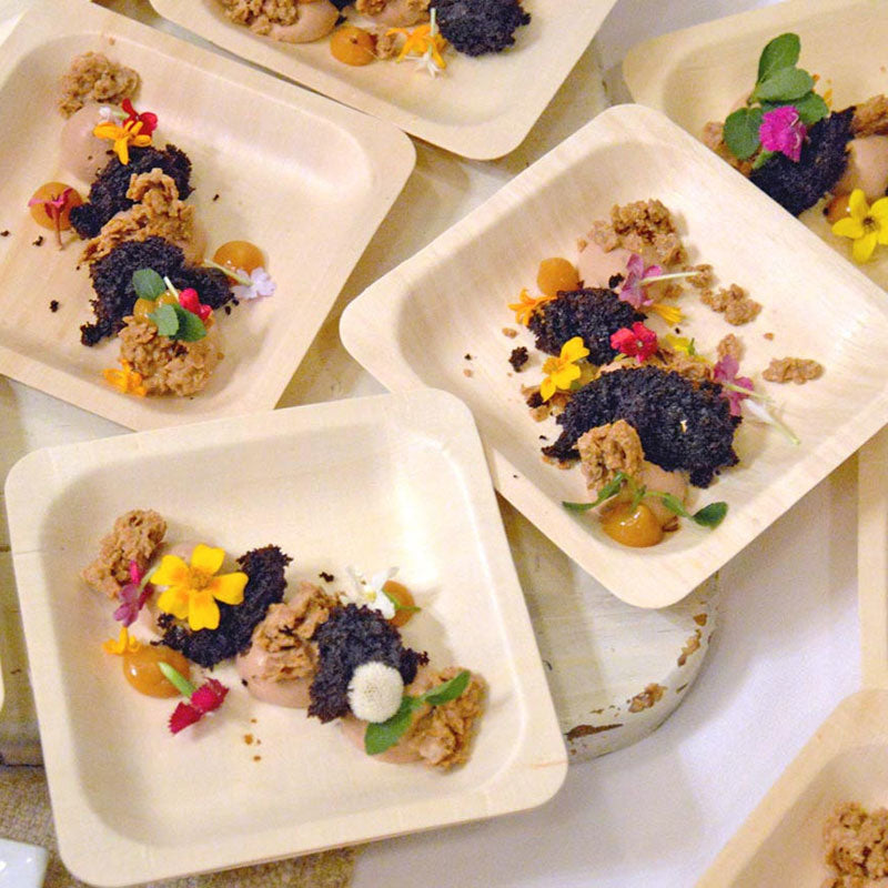 FOH Servewise 5.5 Inch Disposable Square Plates - 50 Pack | Eco-Friendly Party Dinnerware for BBQs, Picnics & Catering Events