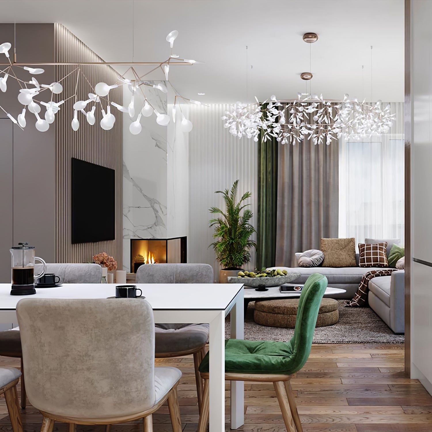 Big O Firefly LED Chandelier - Modern Crystal Ceiling Light Fixture for Dining Room, Living Room & Bedroom - Elegant Lighting for Home Decor & Interior Design