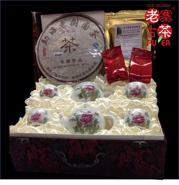 Premium Porcelain Tea Set of 6 Pieces from Jingdezhen - Handcrafted Floral Design Chinese Ceramic Teacups with Saucers & Teapot - Elegant Gift for Tea Lovers, Housewarming, Wedding & Chinese New Year Celebrations