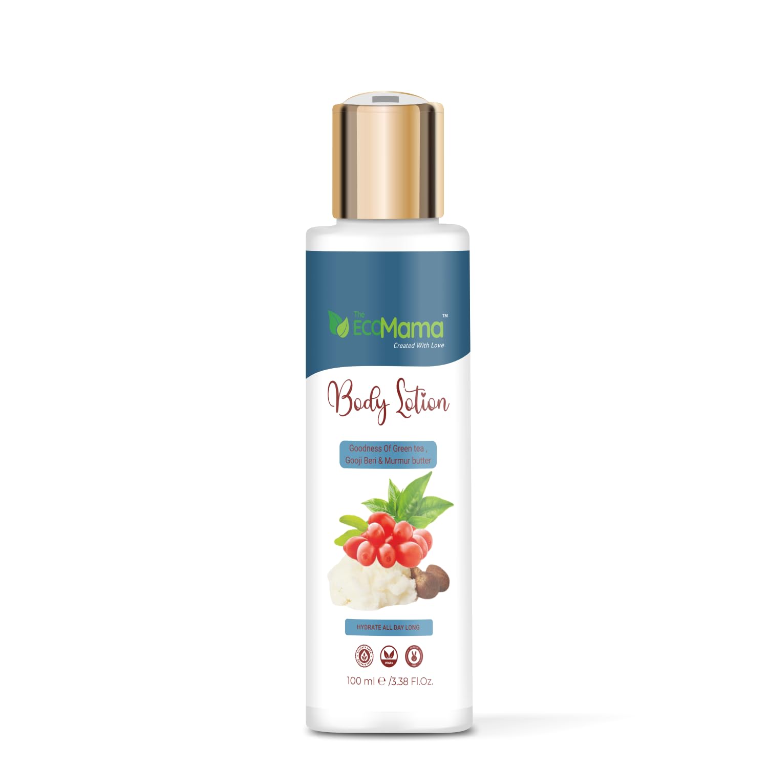 Eco Mama Organic Goji Berry & Green Tea Body Lotion with Murumuru Butter, Jojoba Oil & Glycerin - 100ml | Long-Lasting Hydration | Vegan & Cruelty-Free | Perfect for Dry Skin Care & Daily Moisturizing