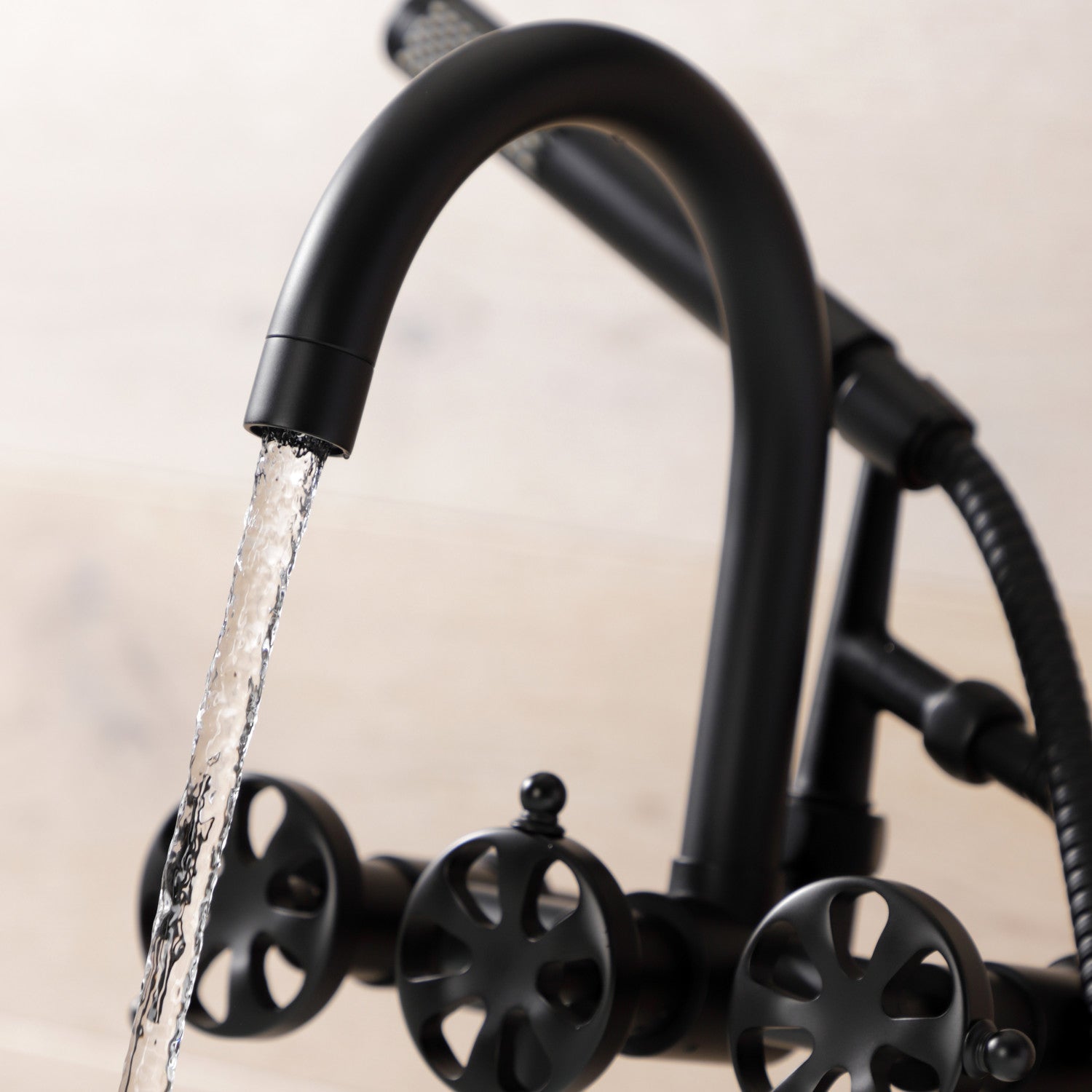 Belknap AE8100RX Matte Black 3-Handle 2-Hole Deck Mount Clawfoot Bathtub Faucet with Hand Shower - Vintage Style for Bathroom Renovation & Luxury Spa Experience